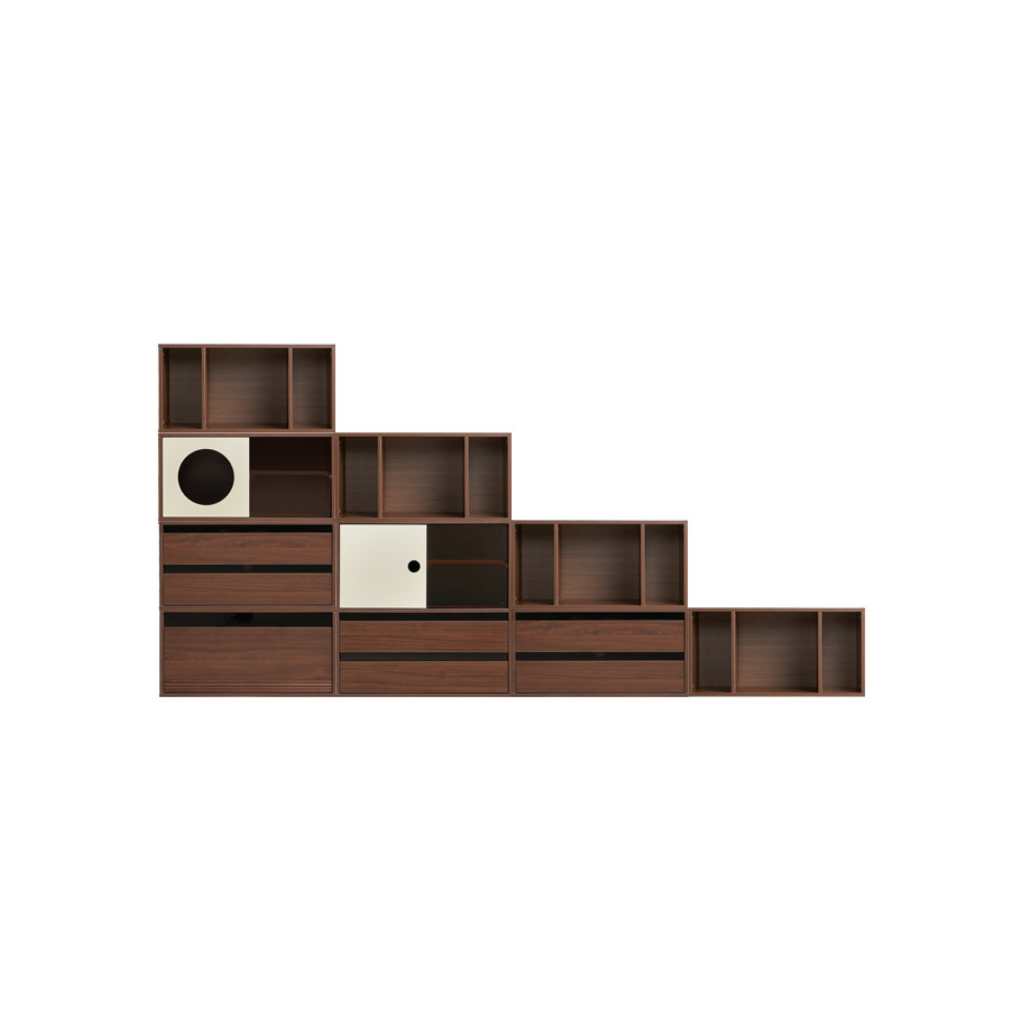 Linspire Forma Set of 9 Modular Display Cabinet, Dark Wood