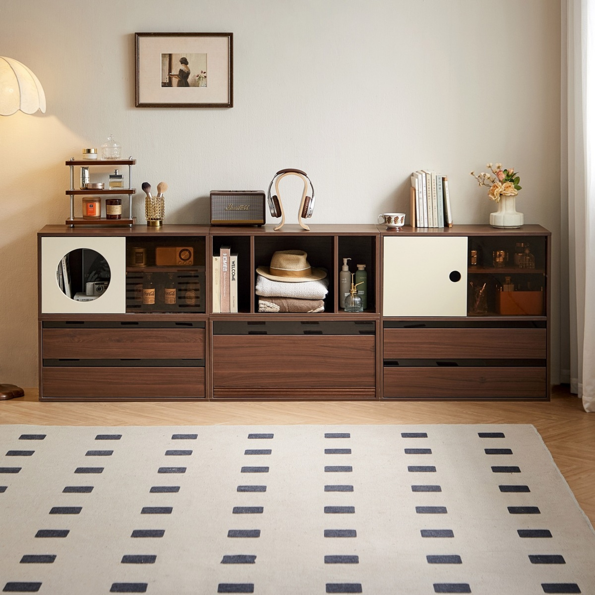 Linspire Forma Set of 5 Modular Display Cabinet, Dark Wood