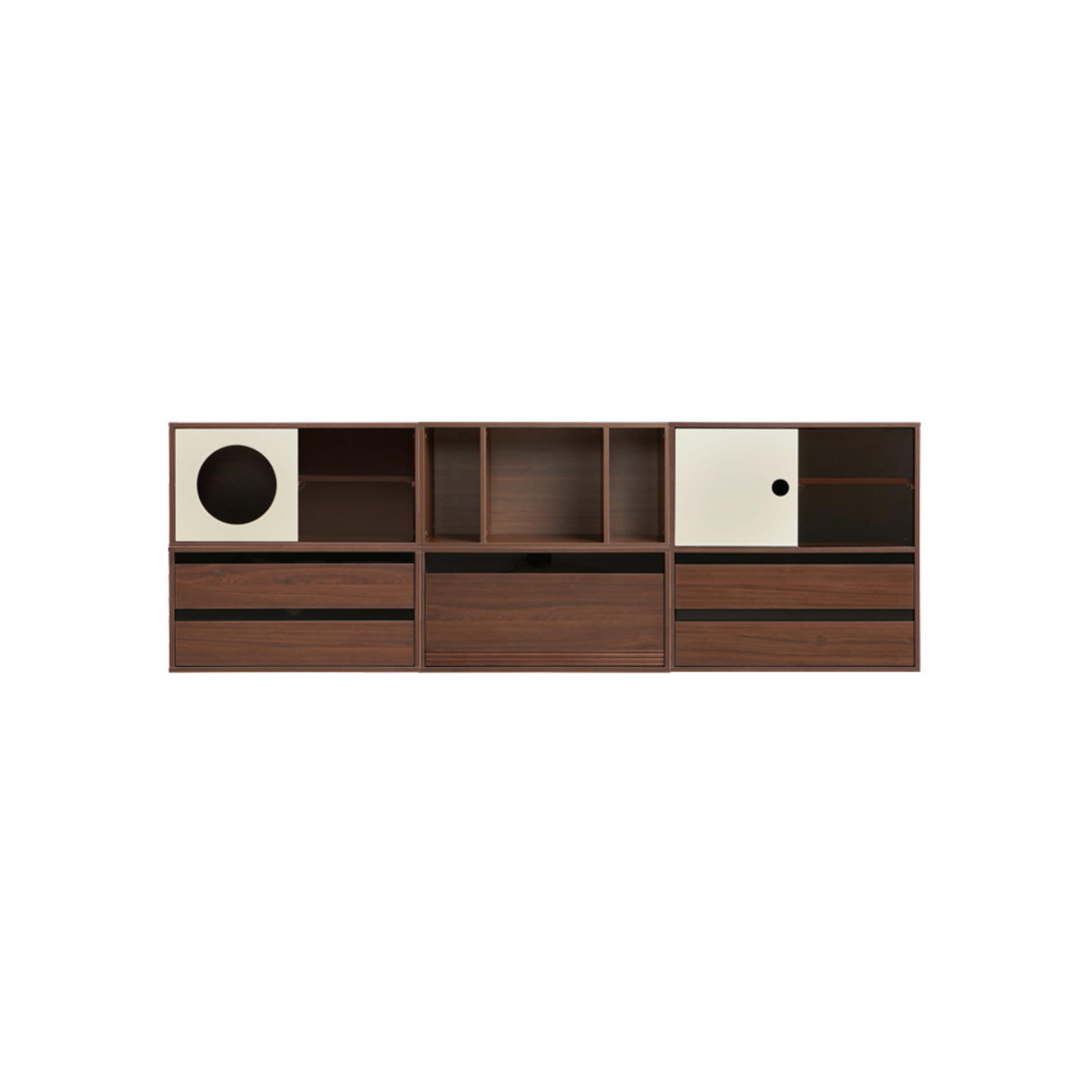 Linspire Forma Set of 5 Modular Display Cabinet, Dark Wood