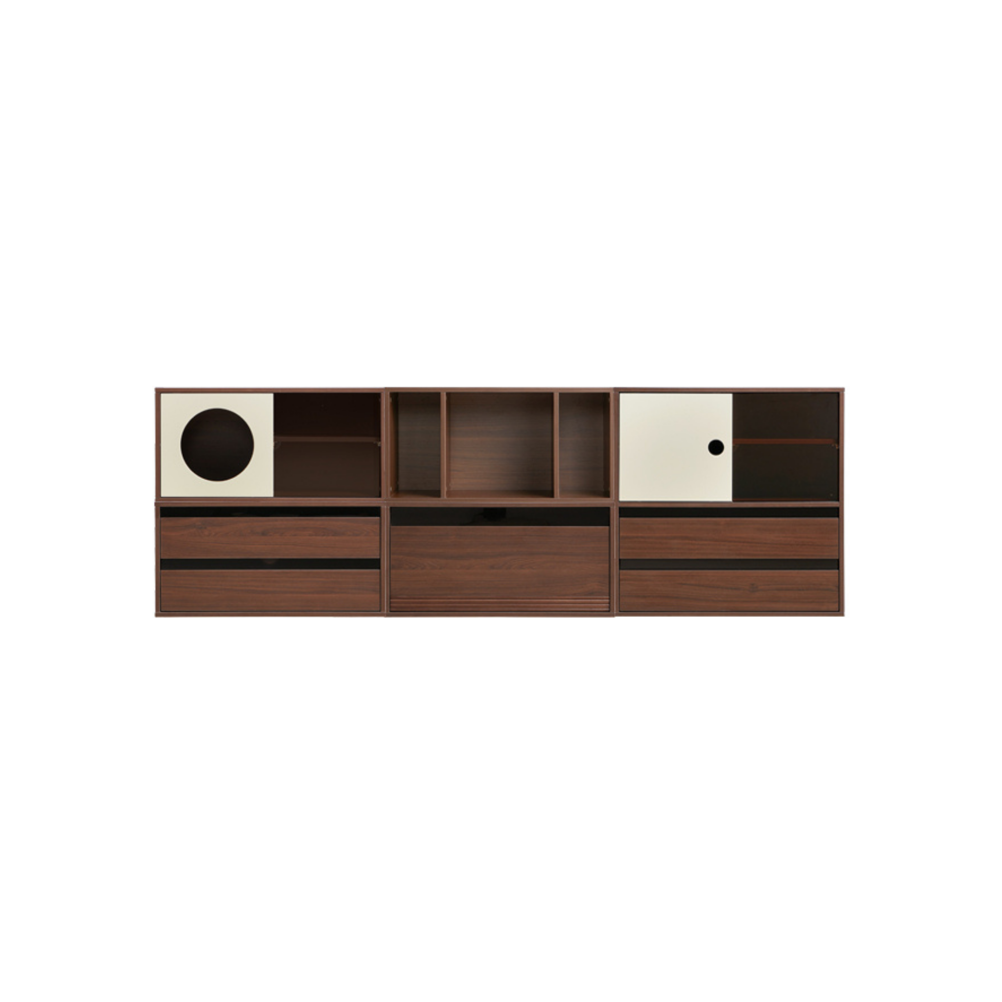 Linspire Forma Set of 5 Modular Display Cabinet, Dark Wood