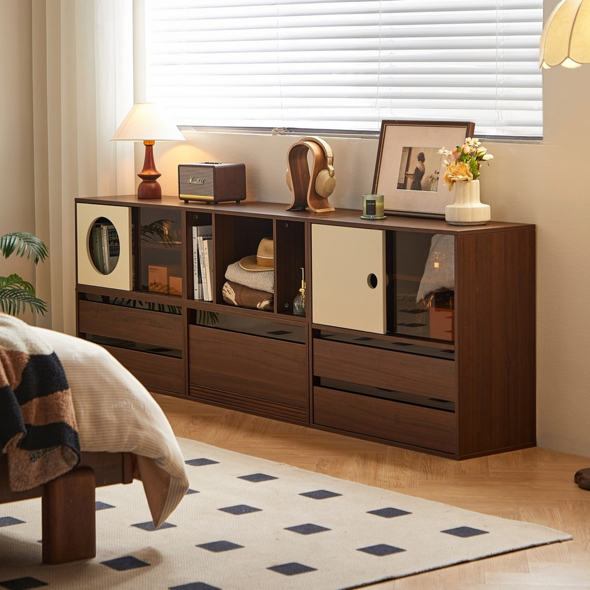 Linspire Forma Set of 5 Modular Display Cabinet, Dark Wood