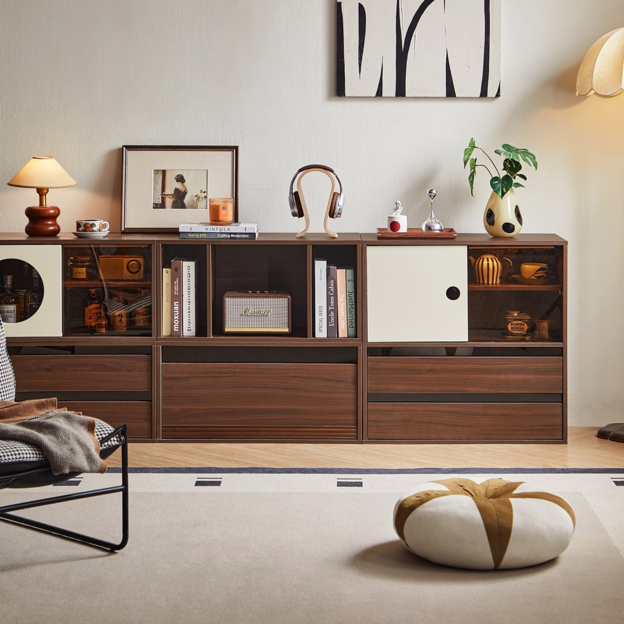 Linspire Forma Set of 5 Modular Display Cabinet, Dark Wood
