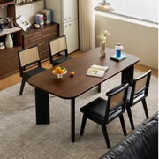 Linspire Arc Solid Wood Dining Table, Dark Wood & Black