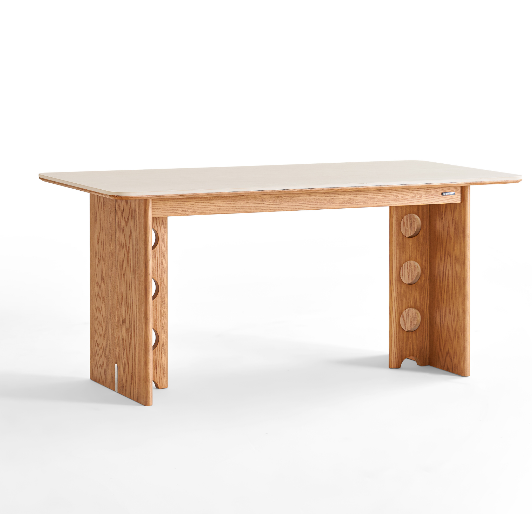 Linspire Sloane Sintered Stone Top Dining Table, Natural Wood & Creamy White