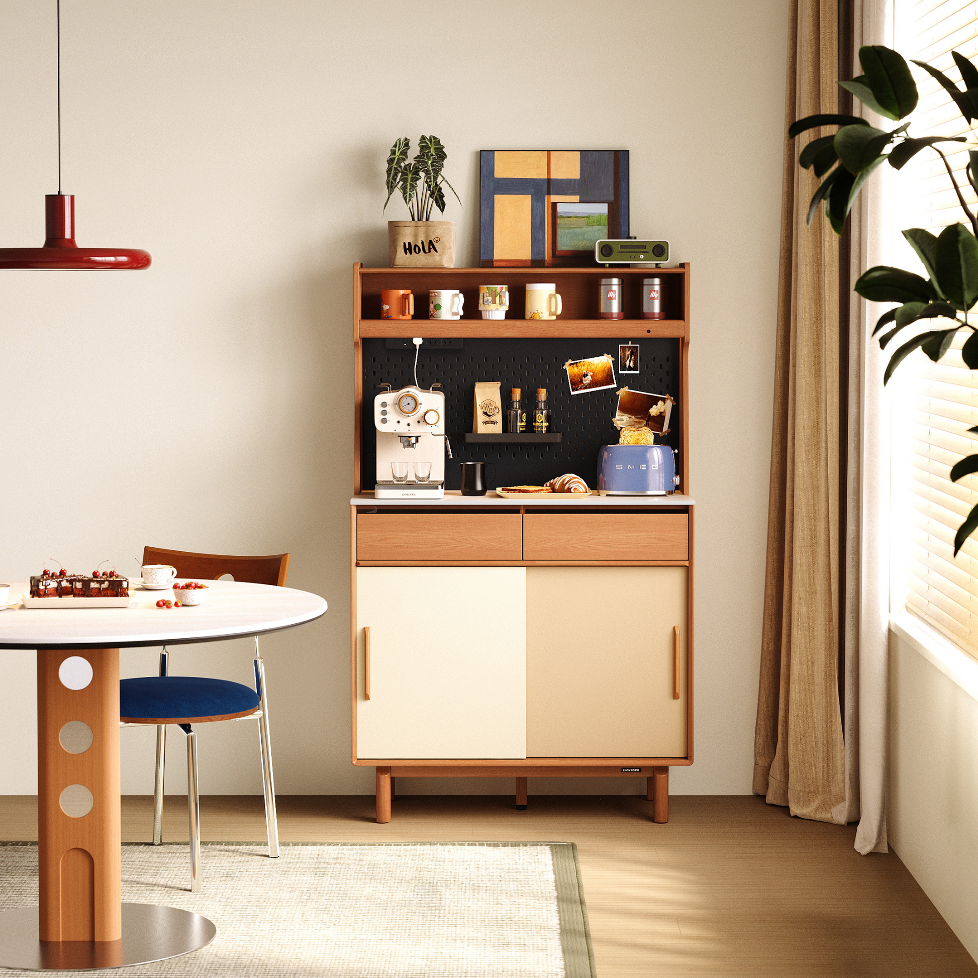 Linspire Sloane Tall Sideboard with Sintered Stone Top and Pegboard, W90cm
