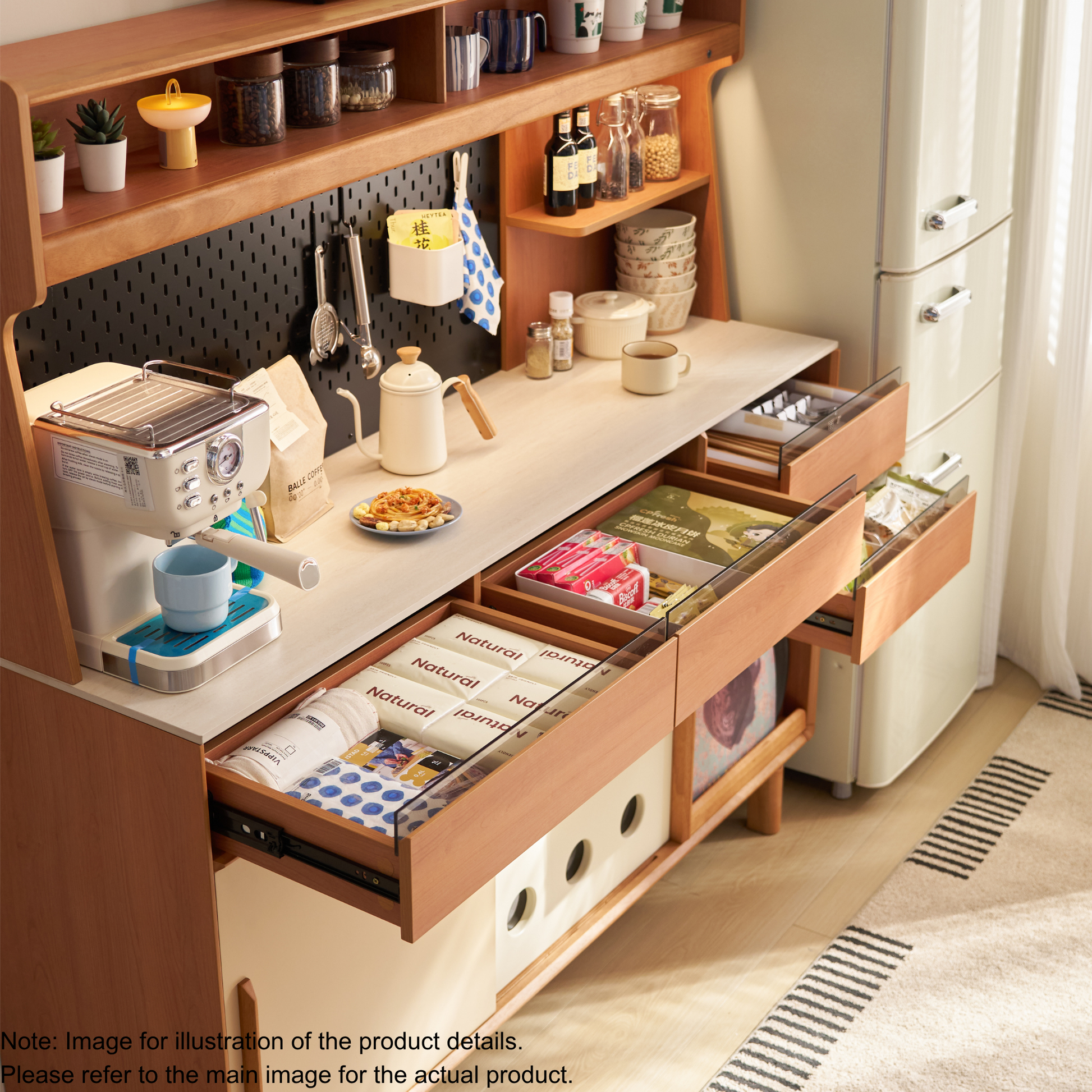 Linspire Sloane Tall Sideboard with Sintered Stone Top and Pegboard, W90cm