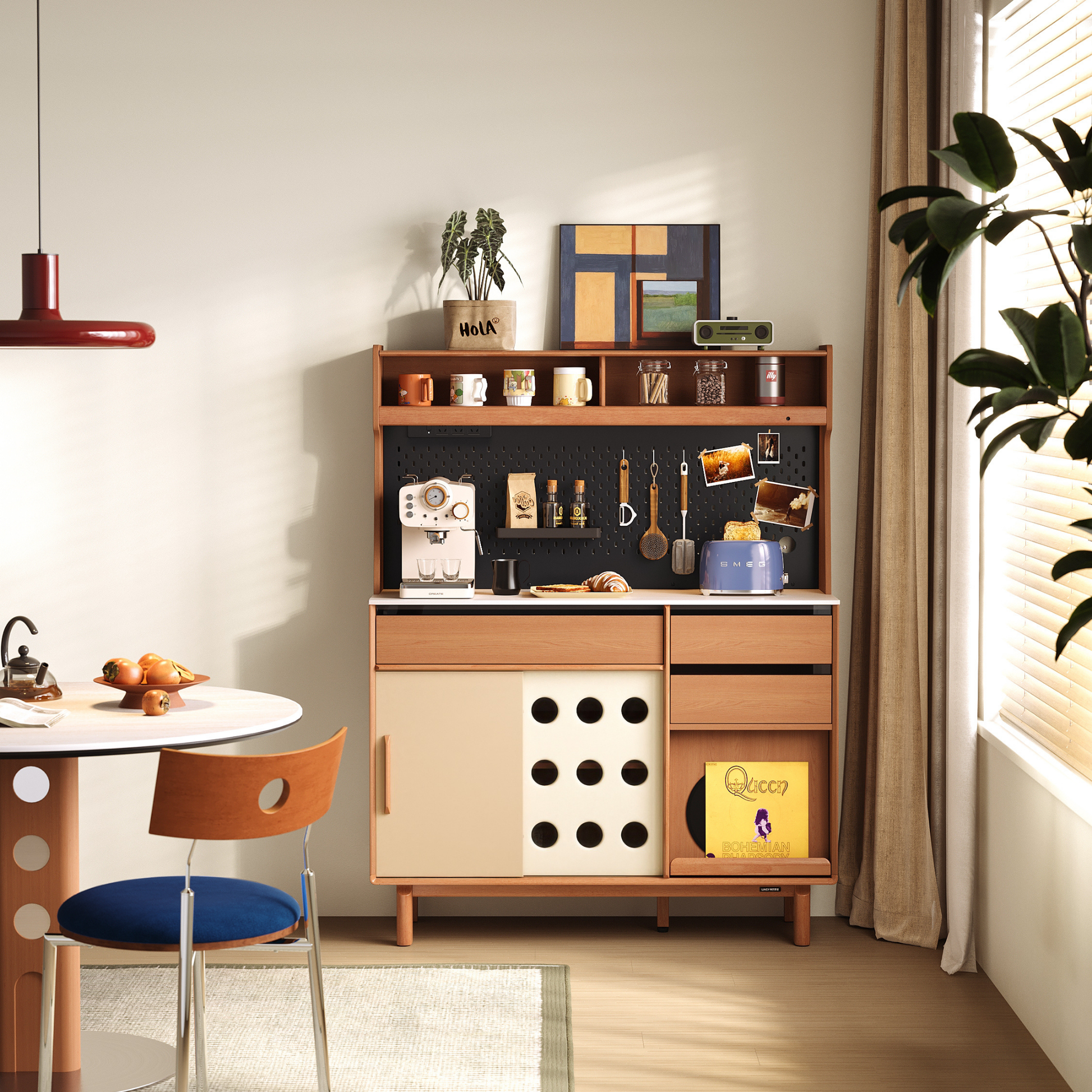 Linspire Sloane Tall Sideboard with Sintered Stone Top and Pegboard, W120cm