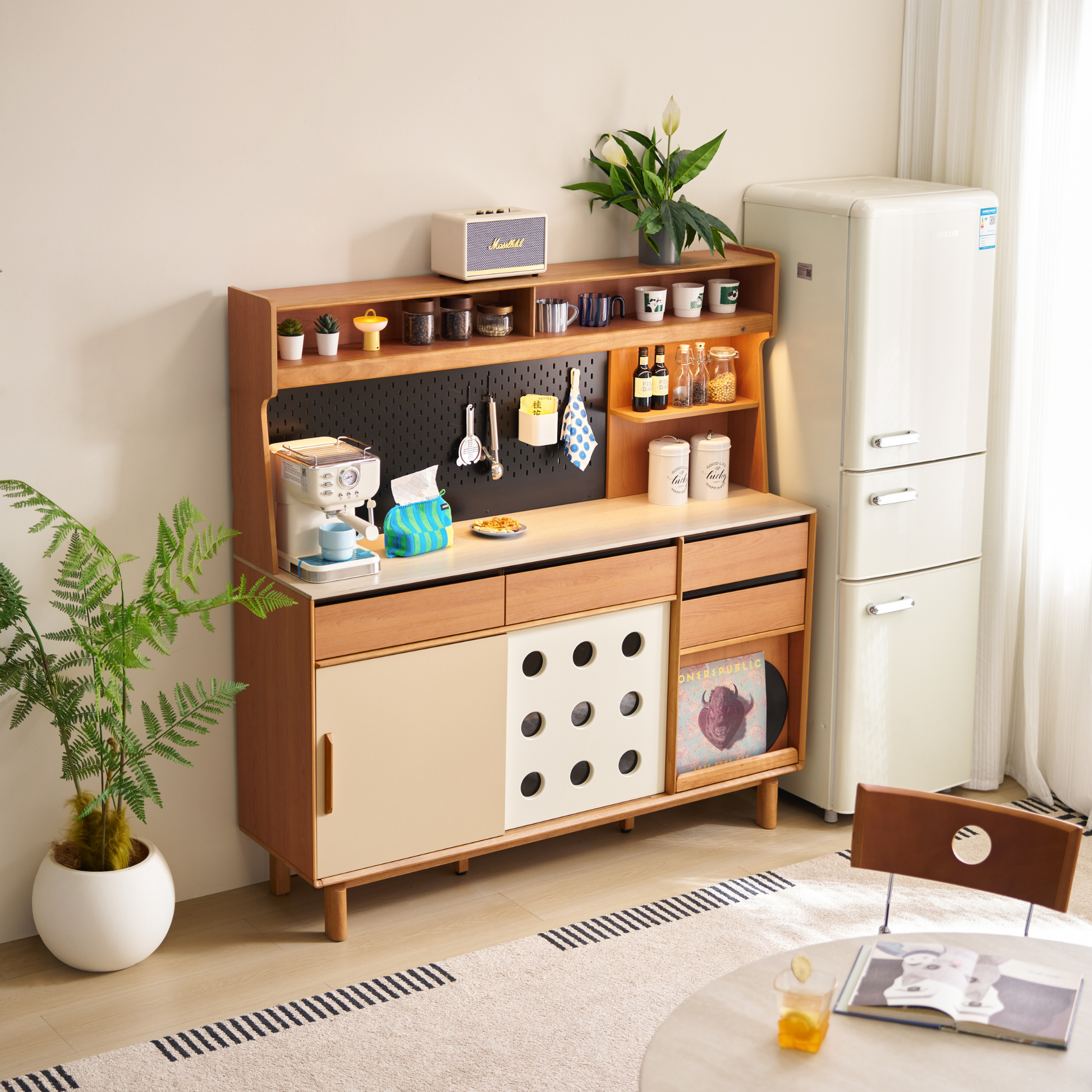 Linspire Sloane Tall Sideboard with Sintered Stone Top and Pegboard, W150cm