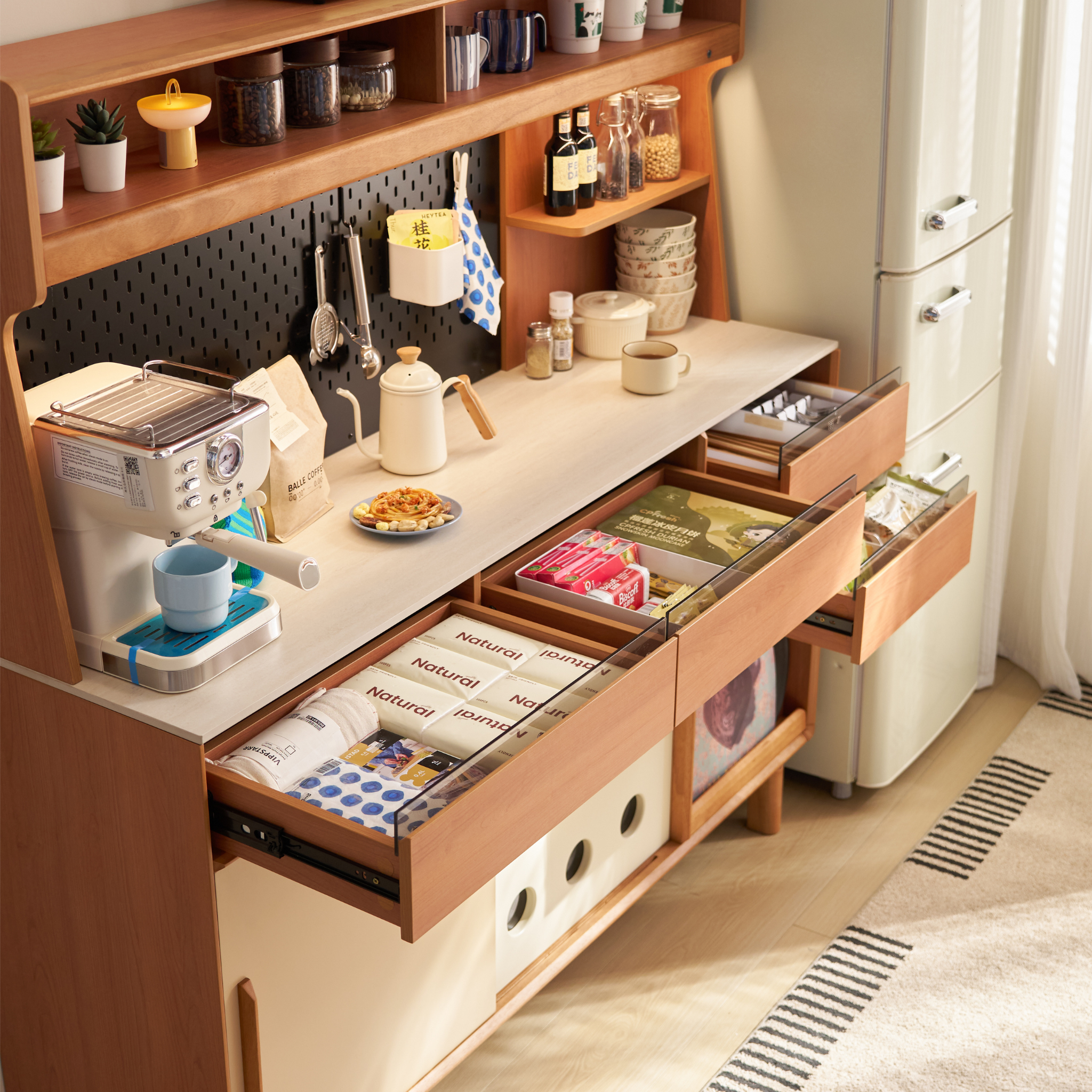 Linspire Sloane Tall Sideboard with Sintered Stone Top and Pegboard, W150cm