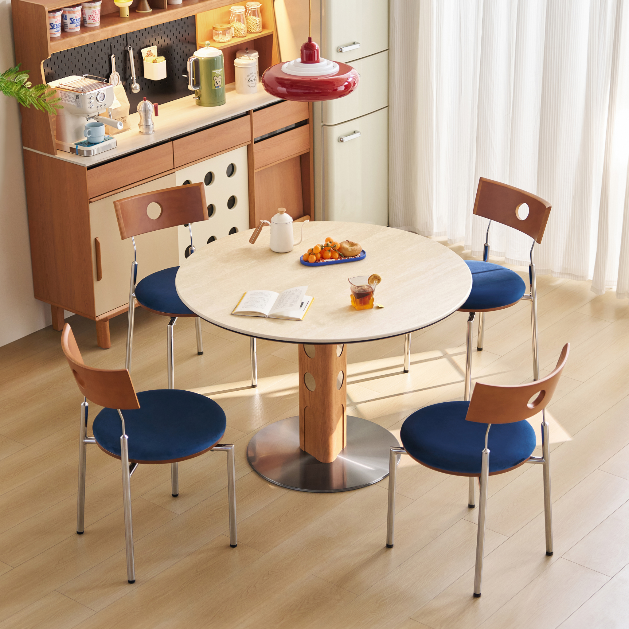 Linspire Sloane Dining Table, Stone & Natural Wood