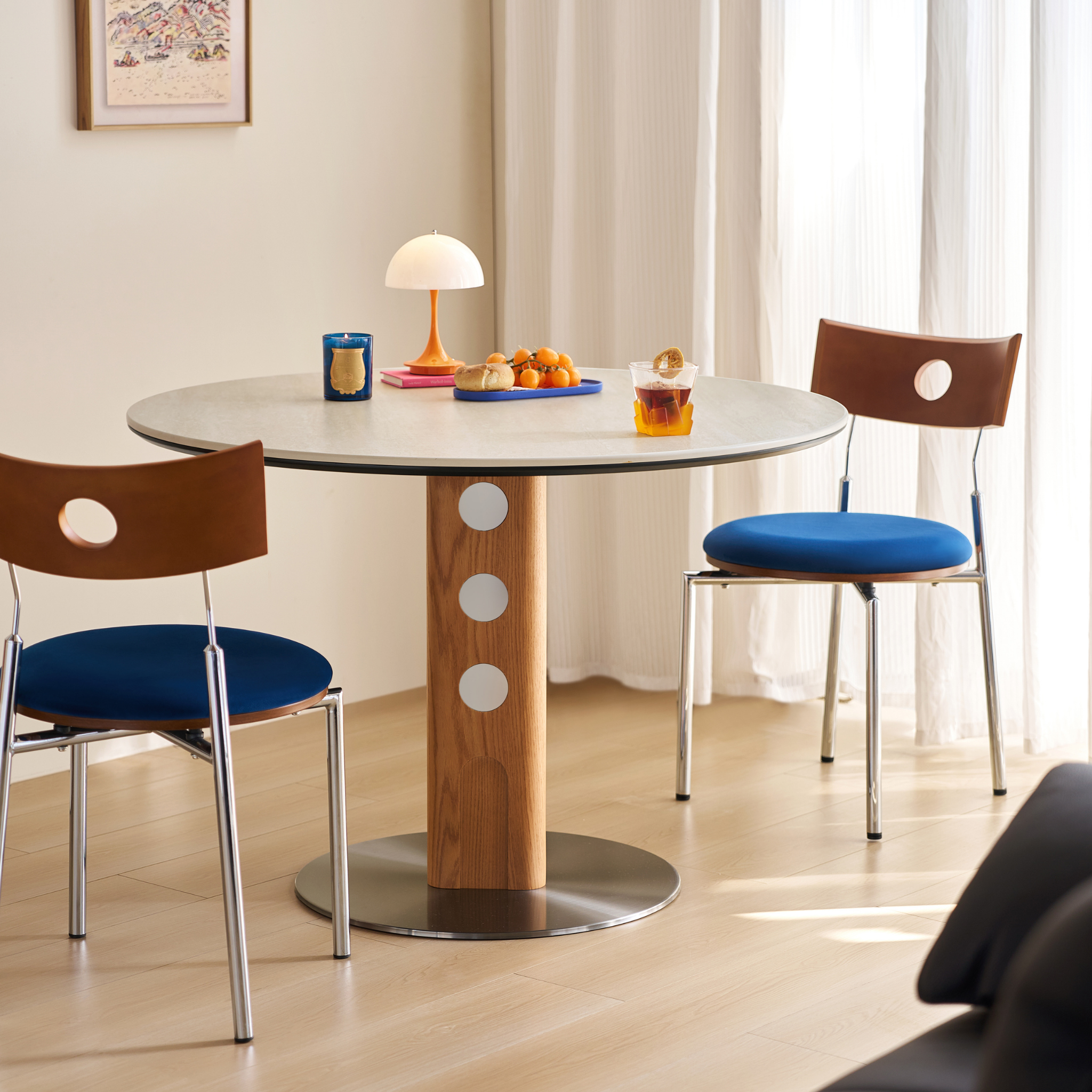 Linspire Sloane Dining Table, Stone & Natural Wood
