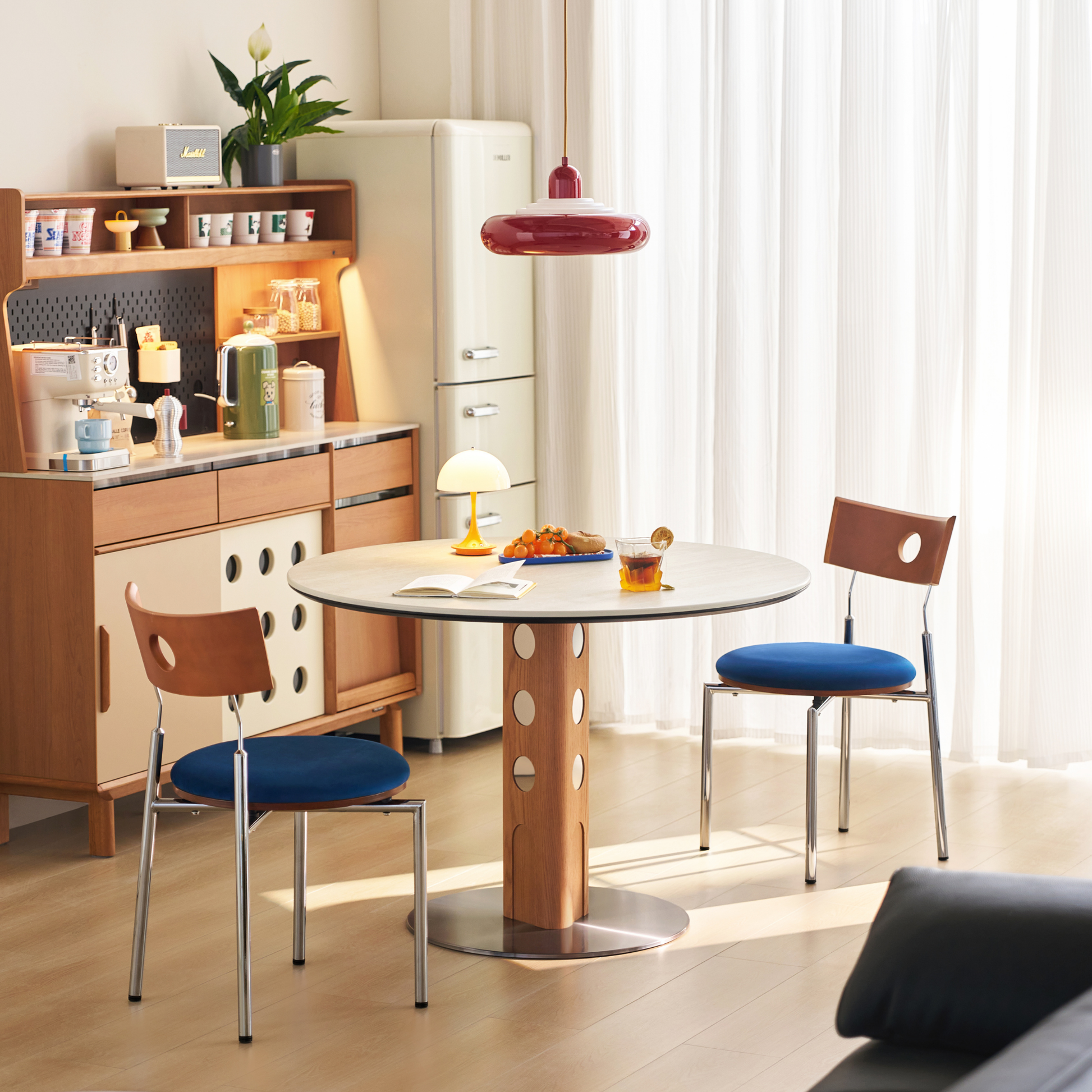 Linspire Sloane Dining Table, Stone & Natural Wood