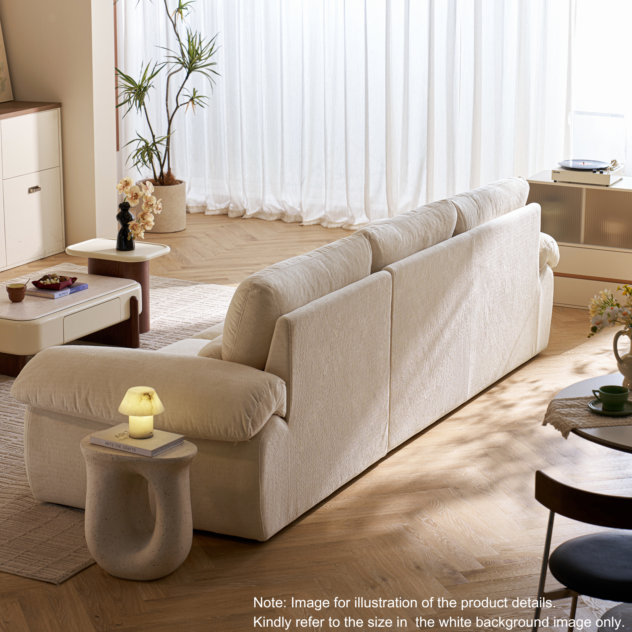 Linspire Veva Chenille 3-Seater Sofa, Off-White