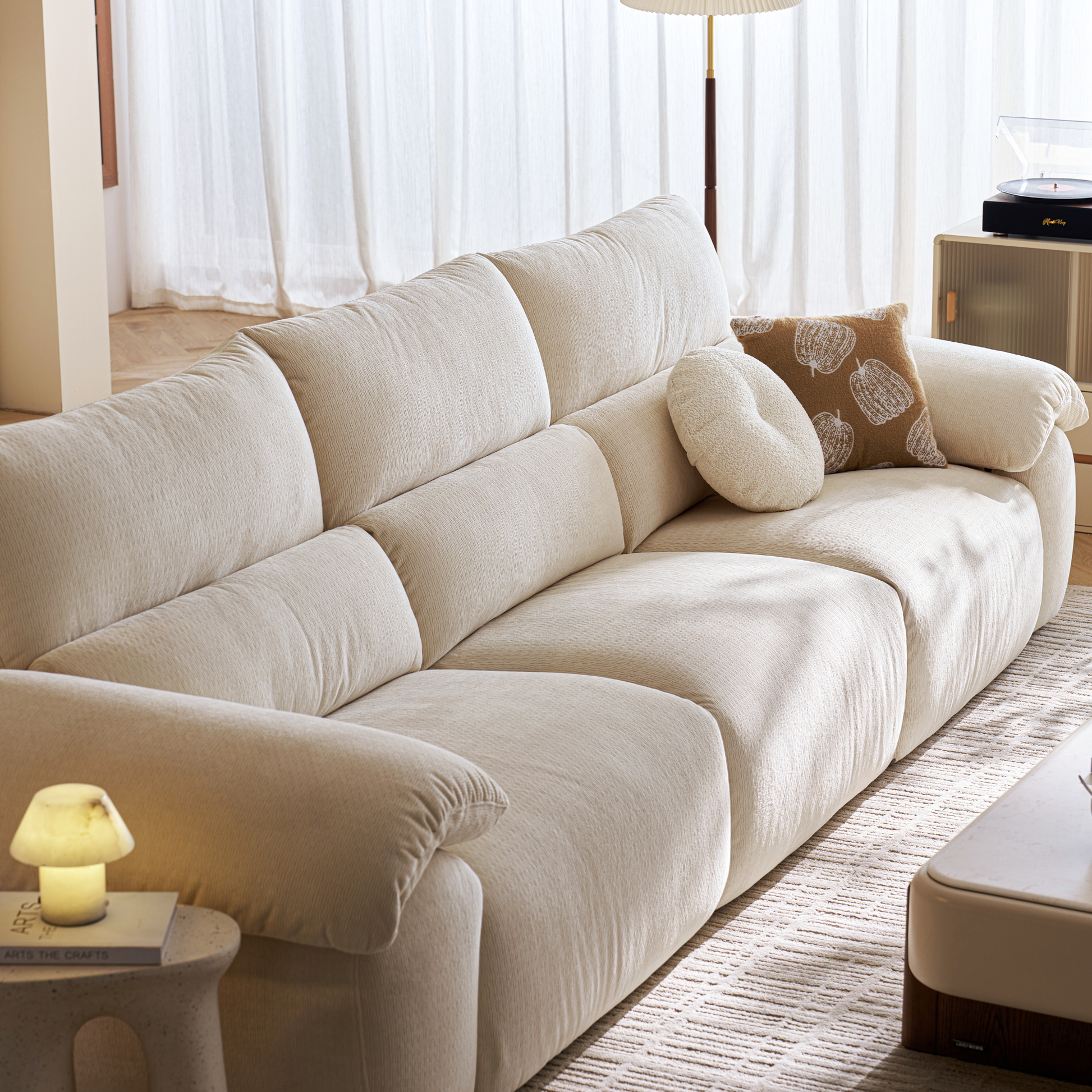 Linspire Veva Chenille 4-Seater Sofa, Off-White
