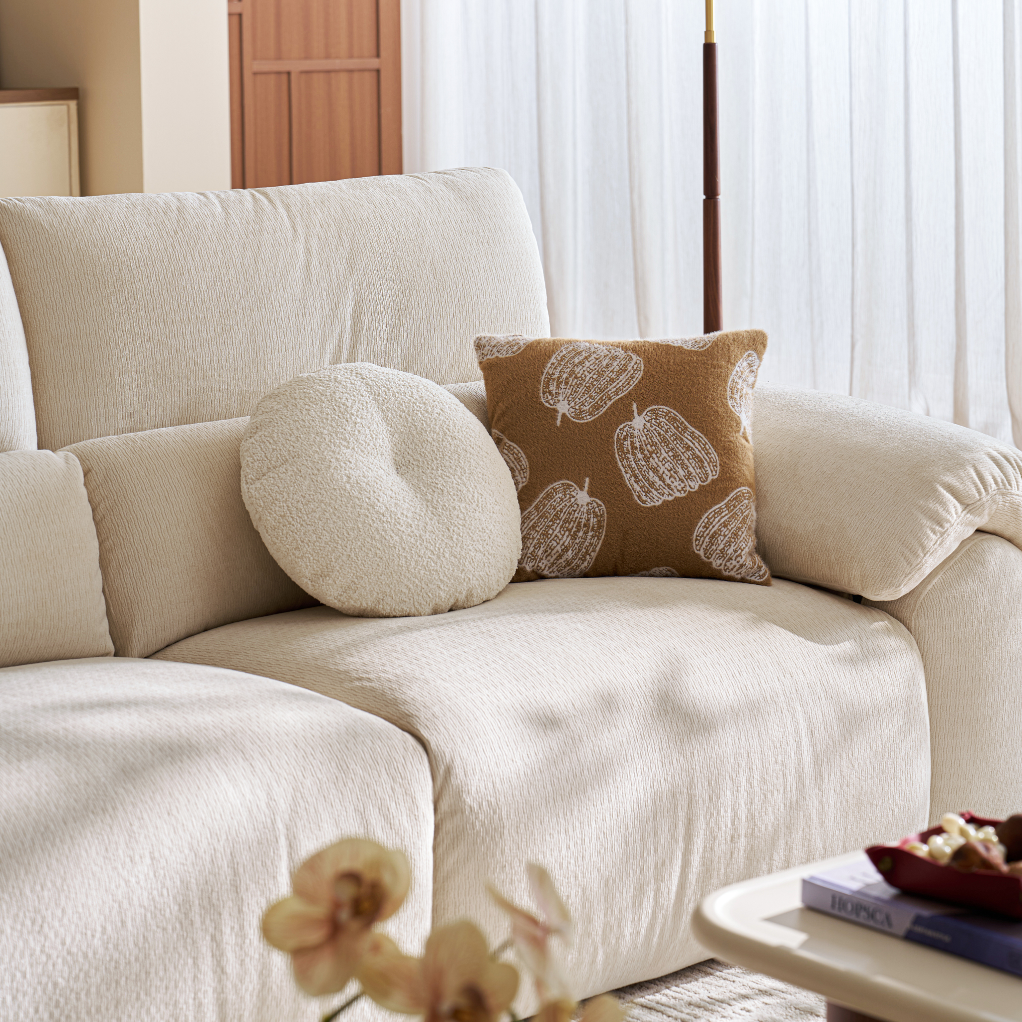Linspire Veva Chenille 4-Seater Sofa, Off-White