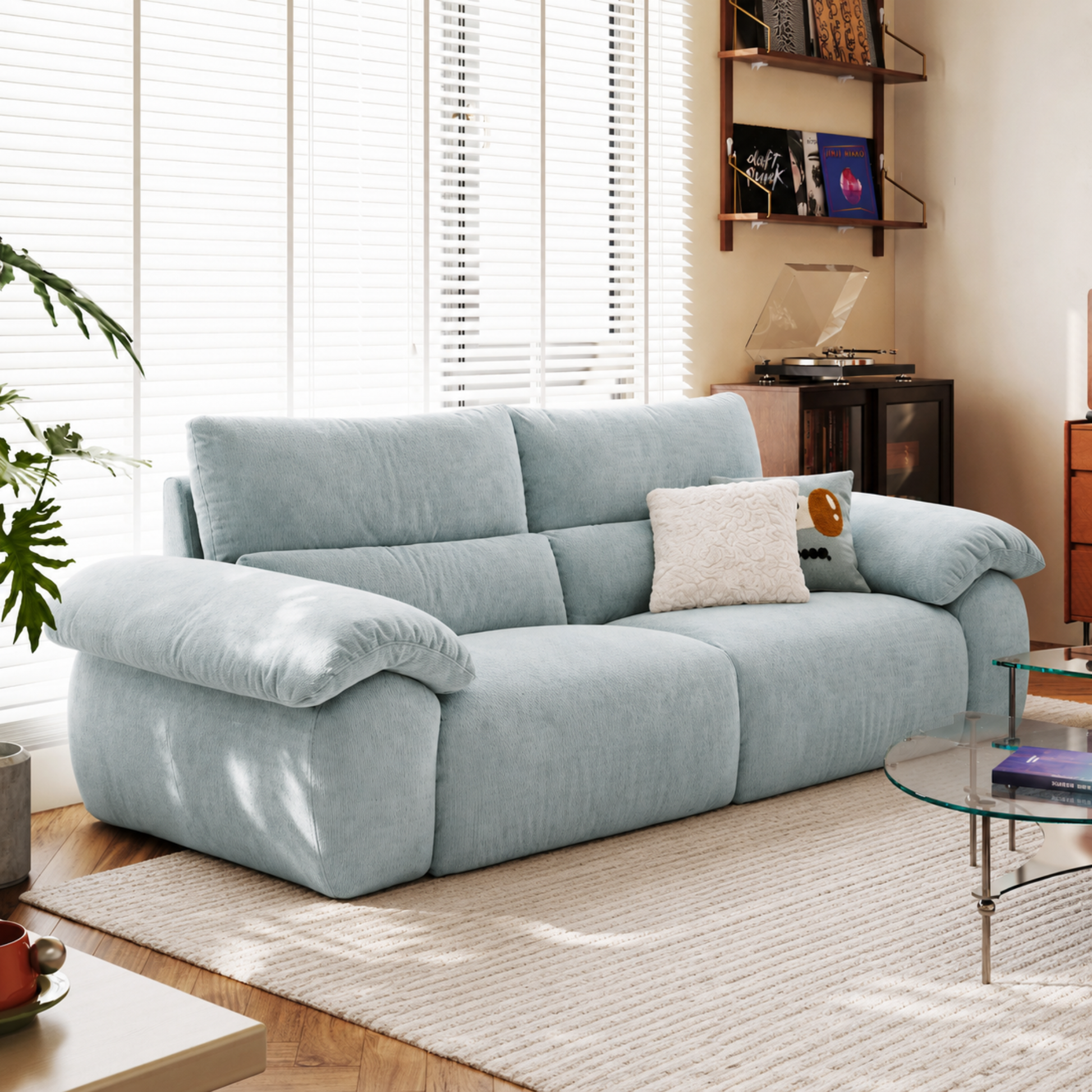 Linspire Veva Chenille 3-Seater Sofa, Blue