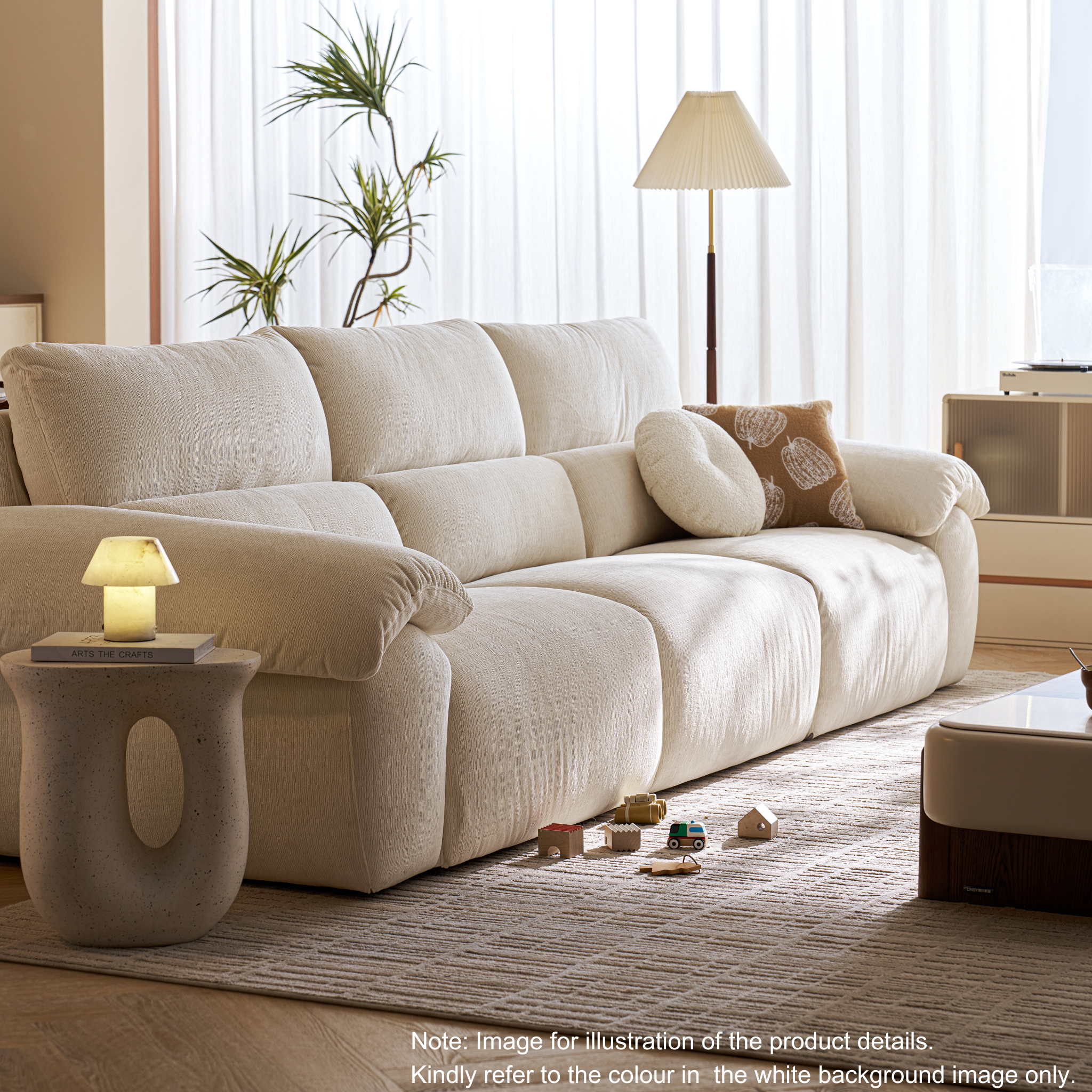 Linspire Veva Chenille 4-Seater Sofa, Blue