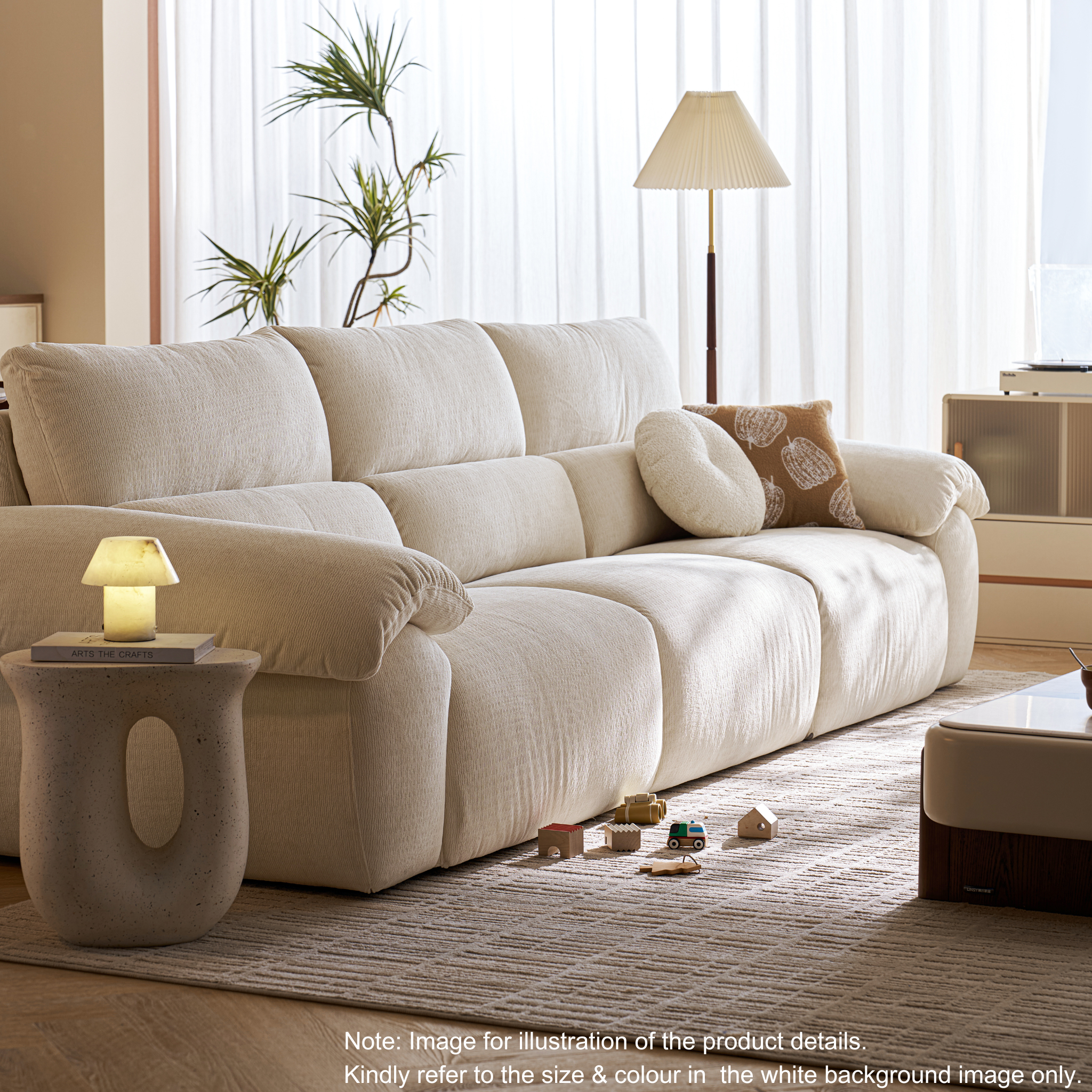 Linspire Veva Chenille 3-Seater Sofa, Caramel
