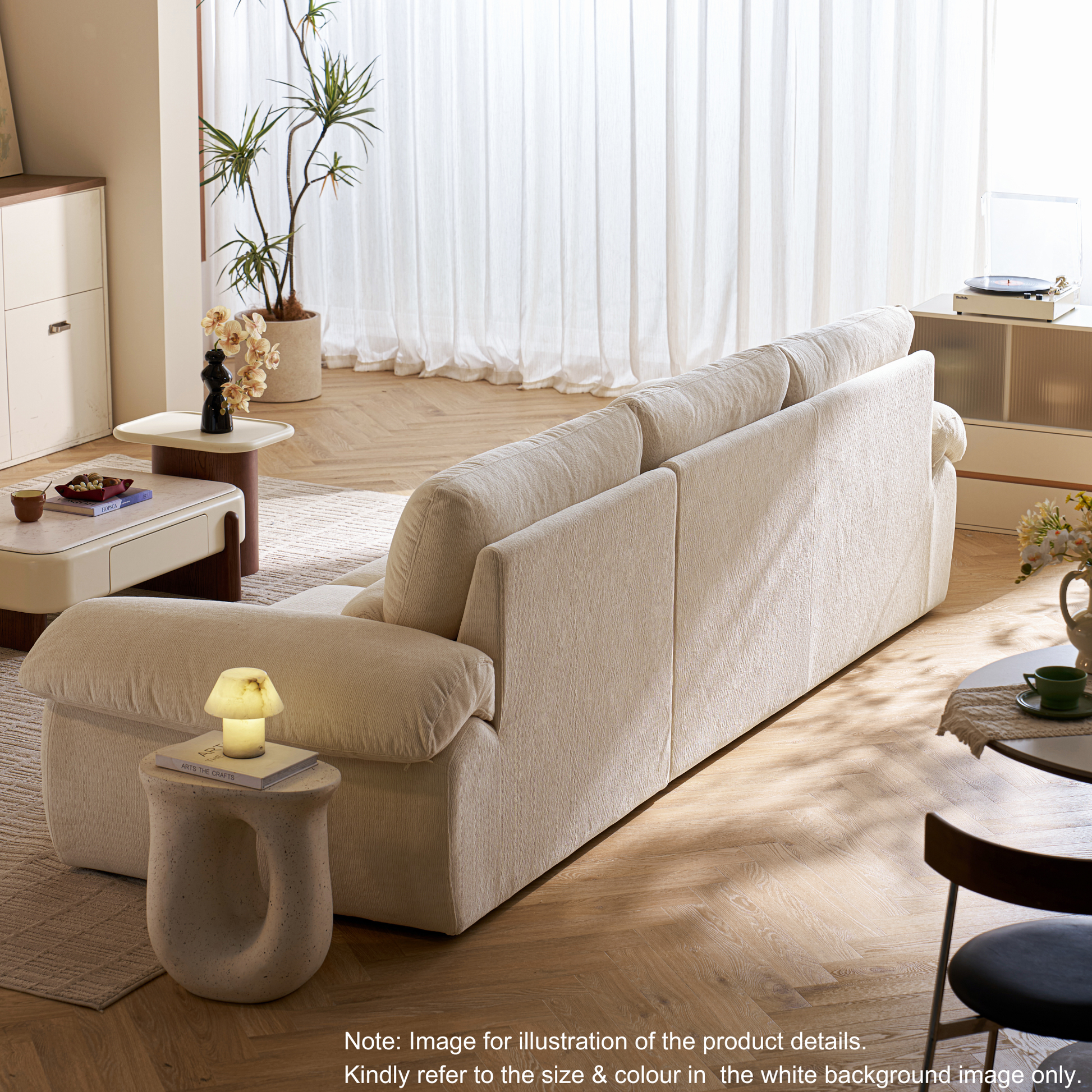 Linspire Veva Chenille 3-Seater Sofa, Caramel
