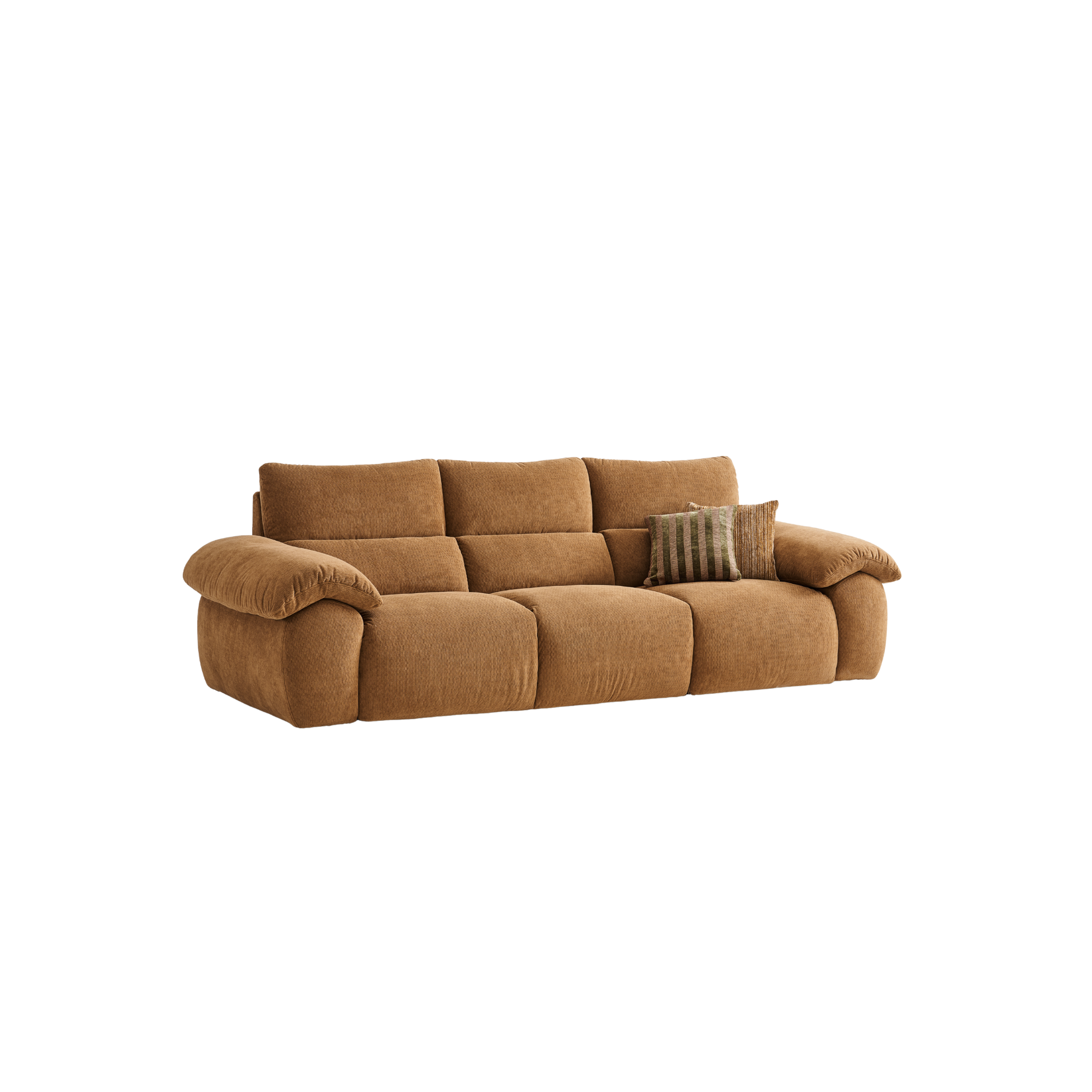 Linspire Veva Chenille 4-Seater Sofa, Caramel