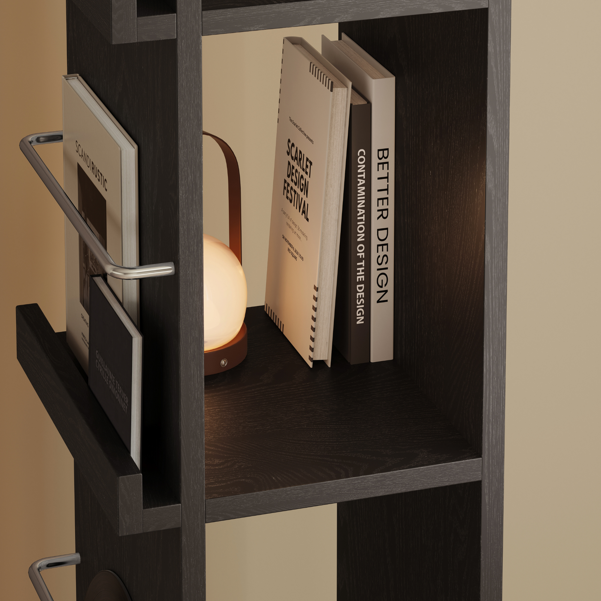 Linspire Slim Solid Wood Rotating Bookshelf with Metal Base
