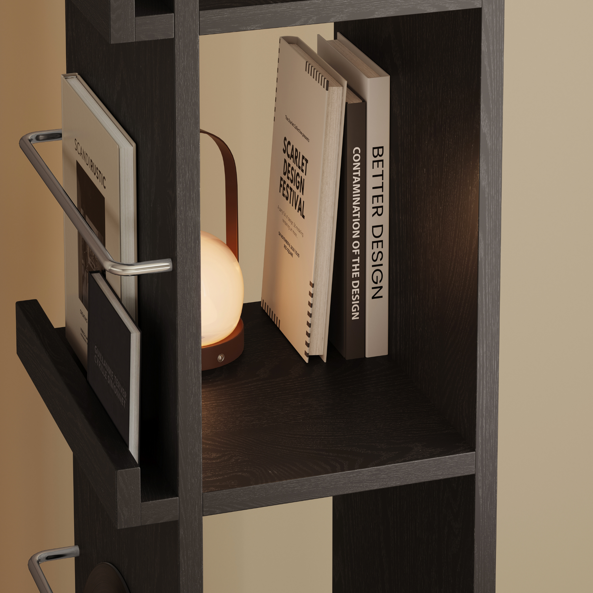 Linspire Slim Solid Wood Rotating Bookshelf with Metal Base