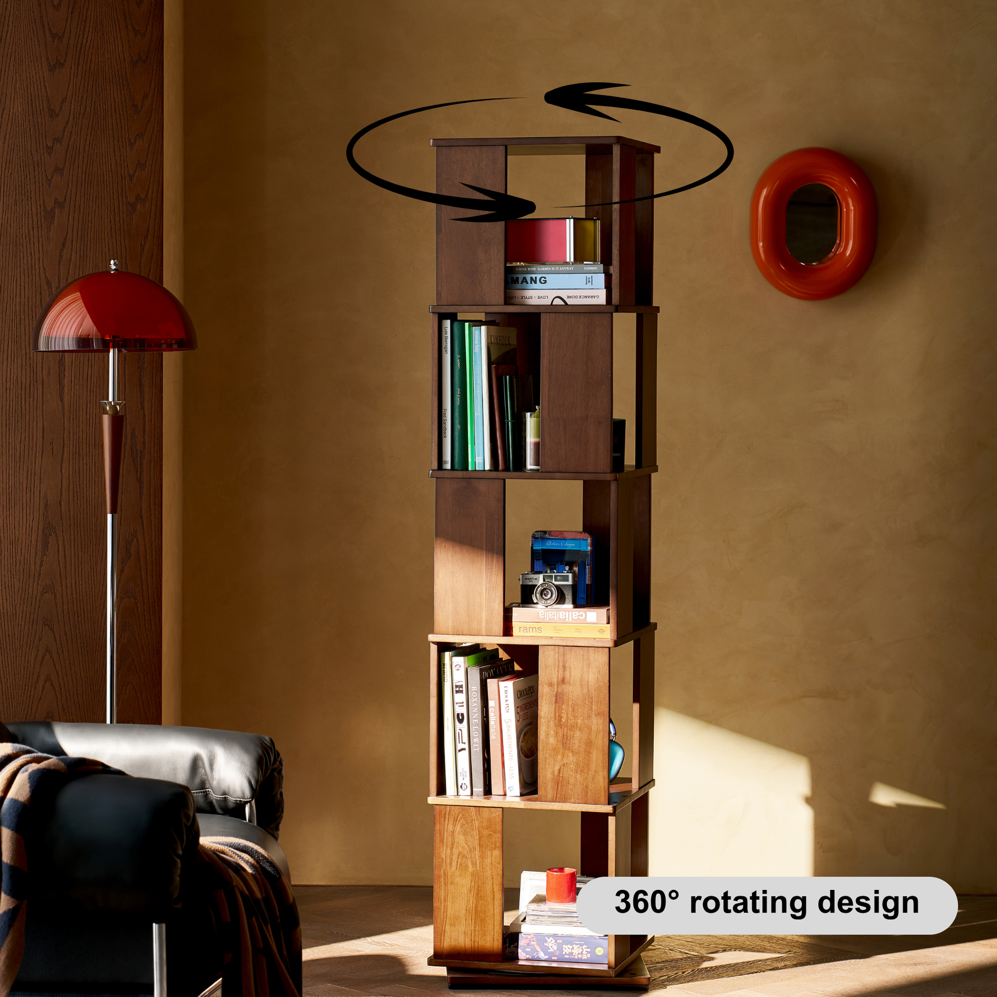Linspire Ember Solid Wood Swivel Bookcase