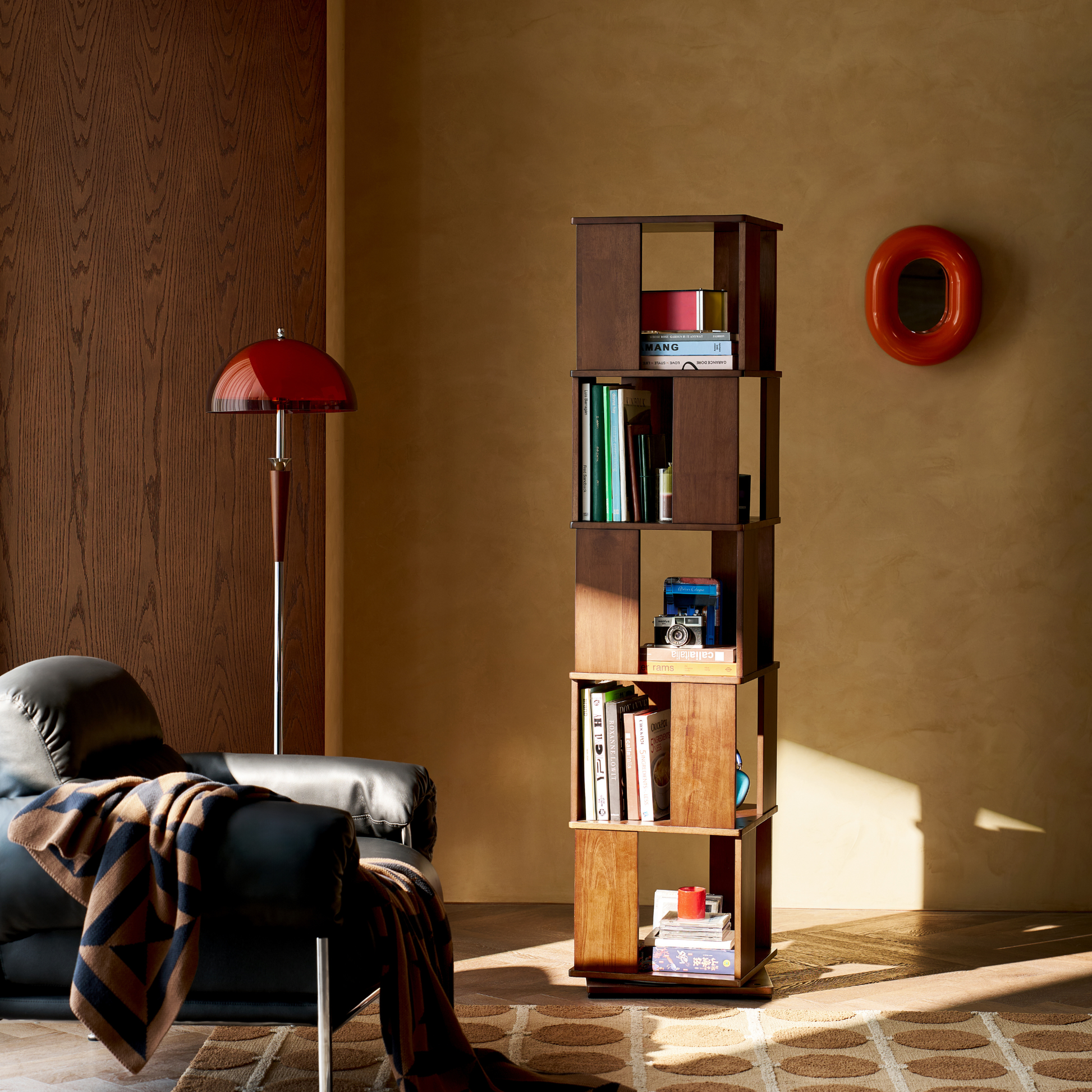 Linspire Ember Solid Wood Swivel Bookcase