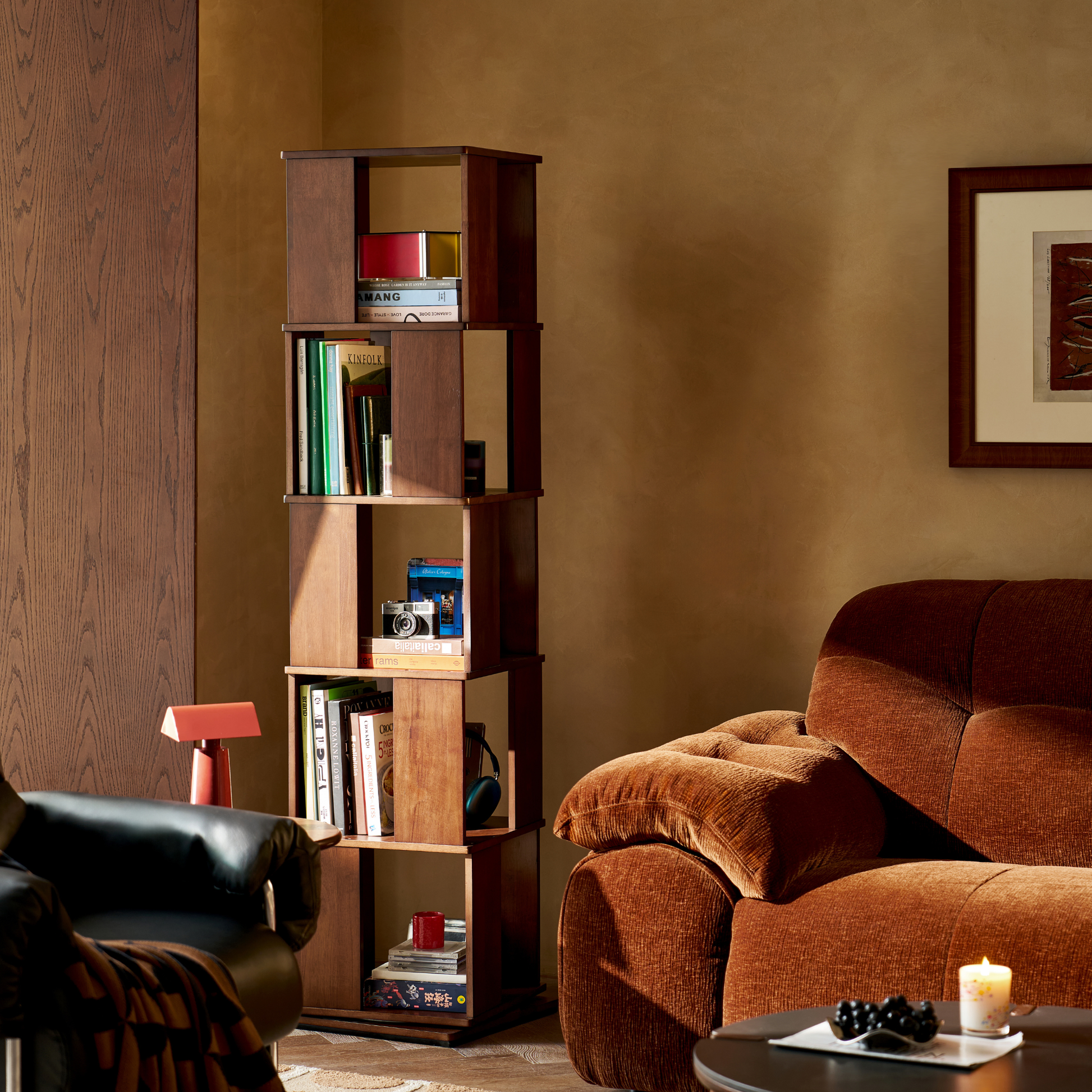 Linspire Ember Solid Wood Swivel Bookcase