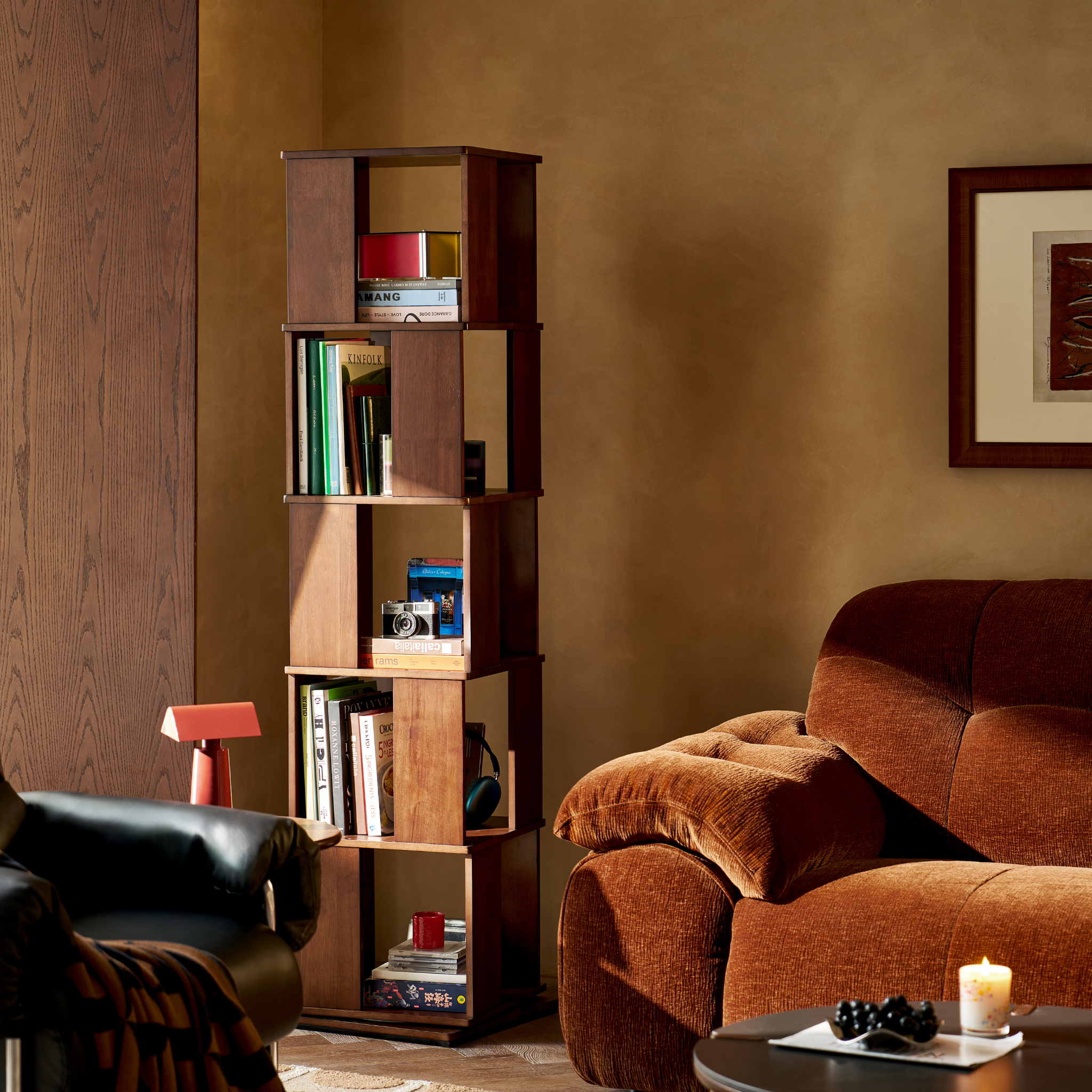 Linspire Ember Solid Wood Swivel Bookcase