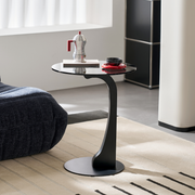 Linspire Halo Glass Side Table with Black Base