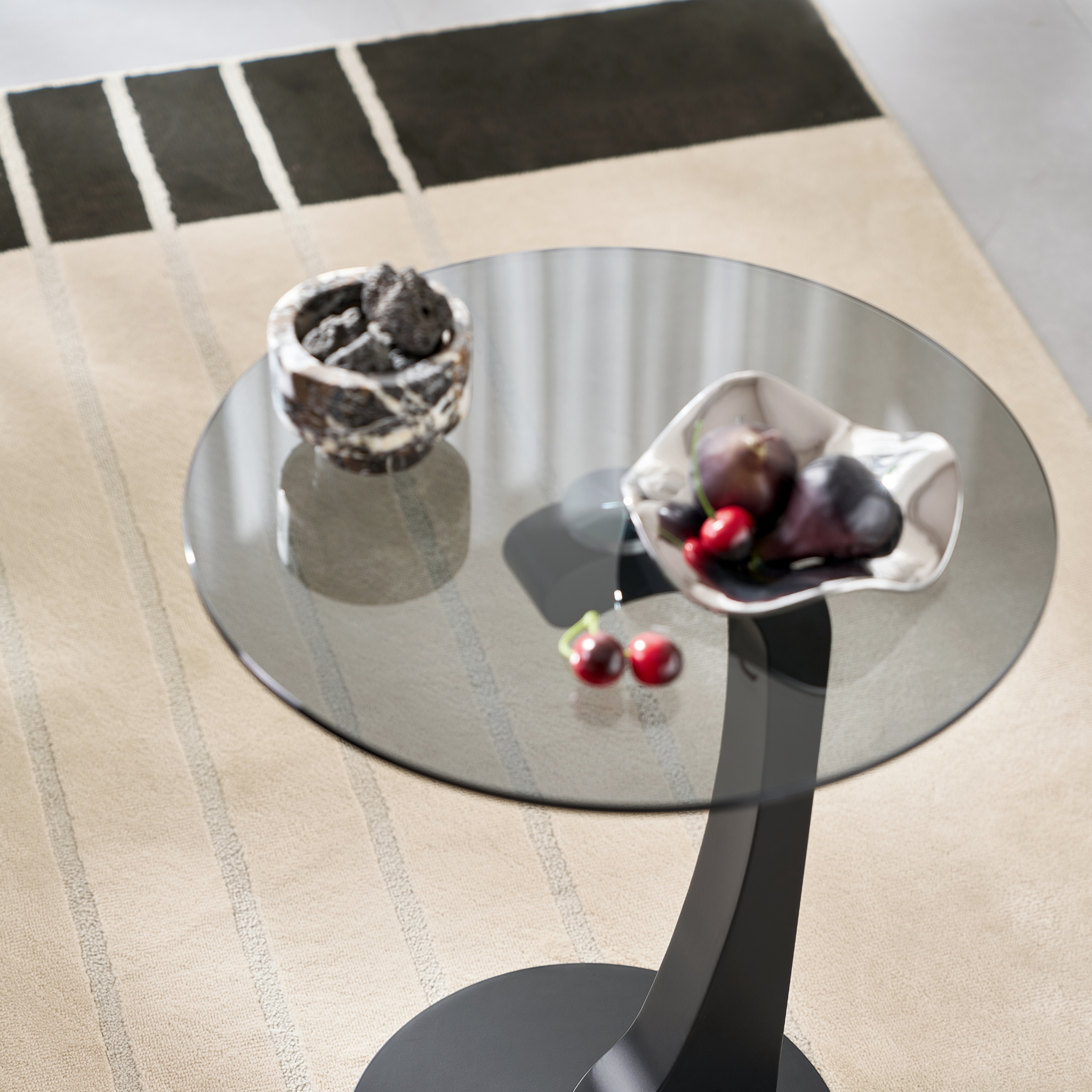 Linspire Halo Glass Side Table with Black Base