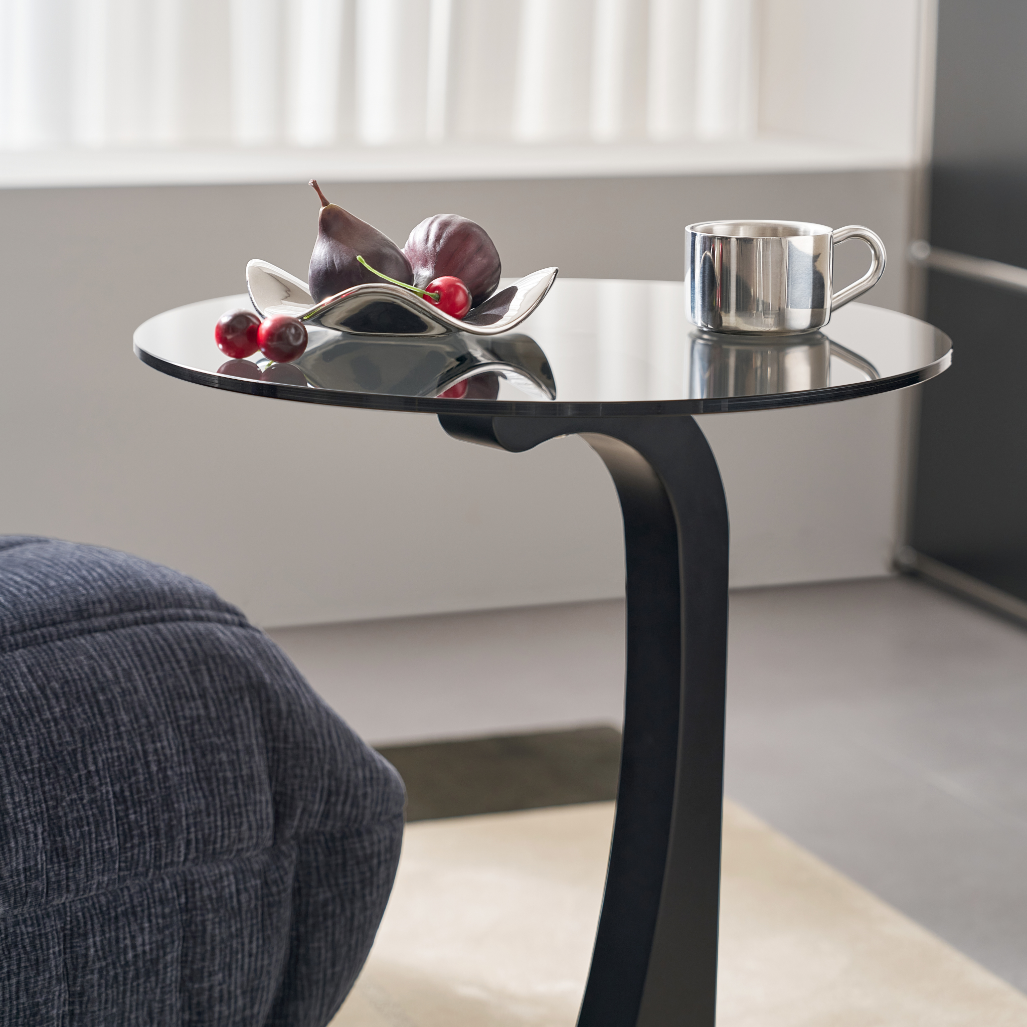 Linspire Halo Glass Side Table with Black Base