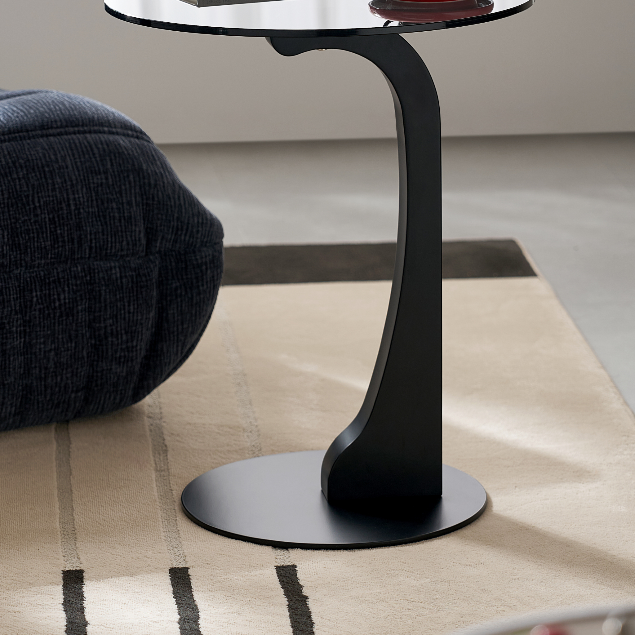 Linspire Halo Glass Side Table with Black Base
