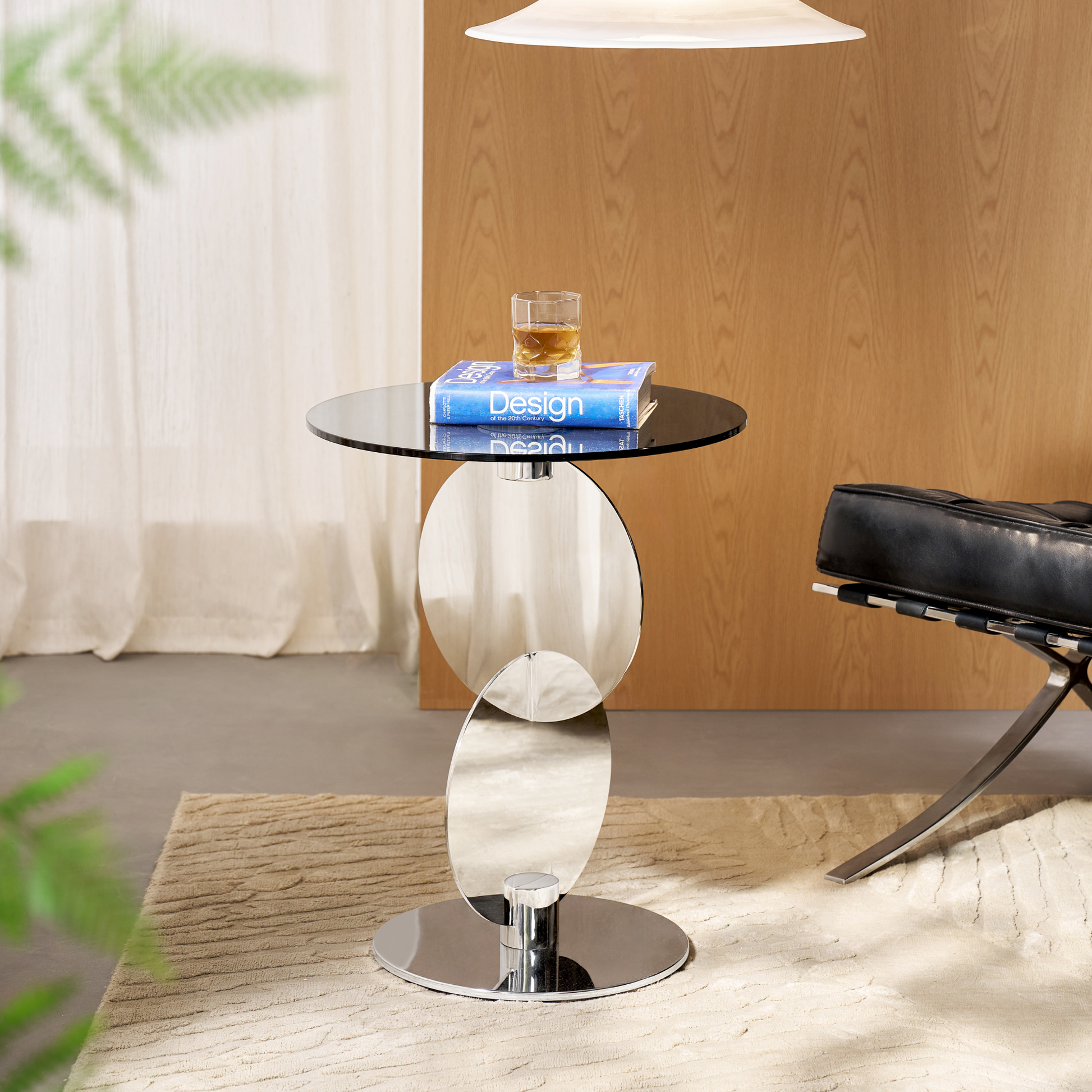 Linspire Halo Glass Side Table with Chrome Base