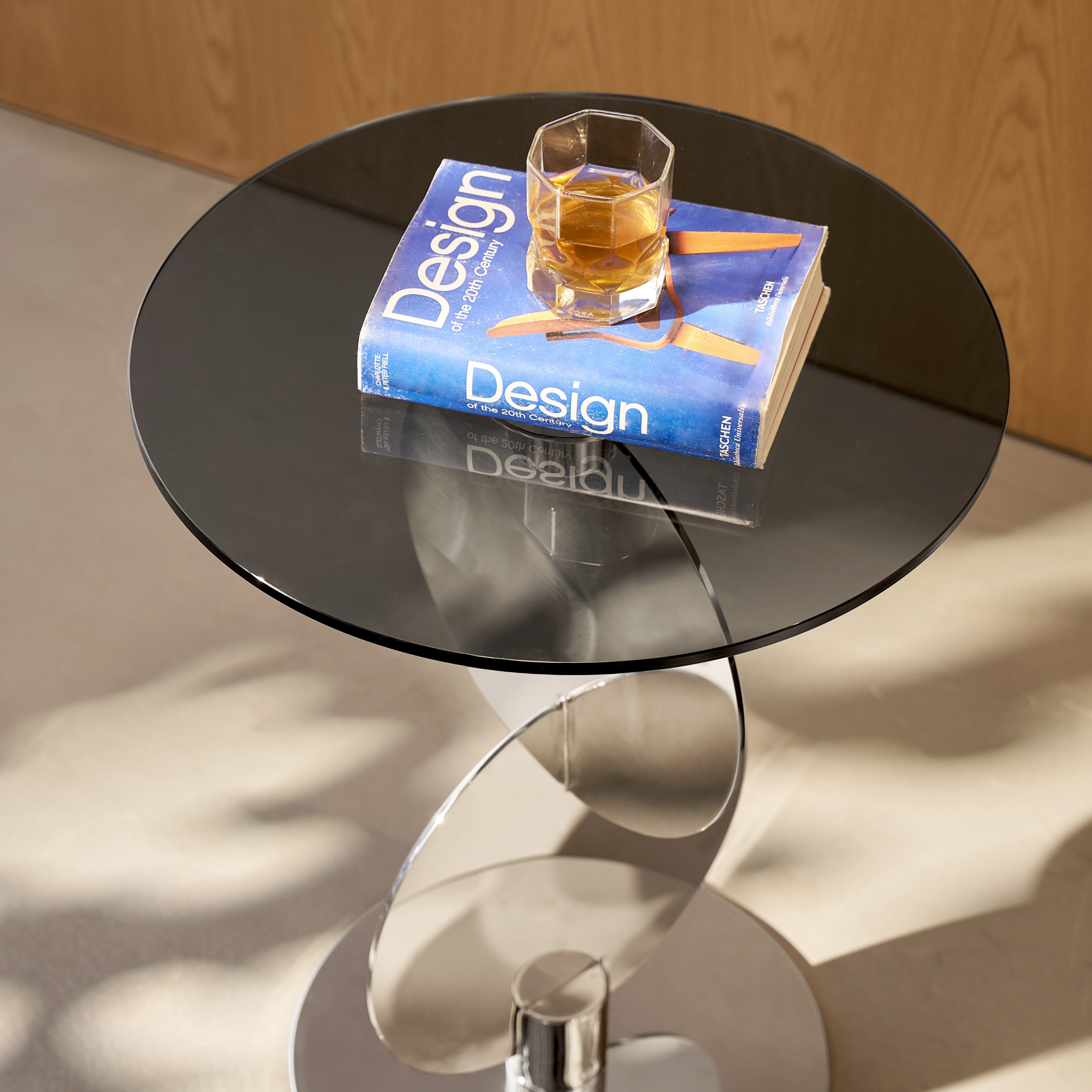 Linspire Halo Glass Side Table with Chrome Base