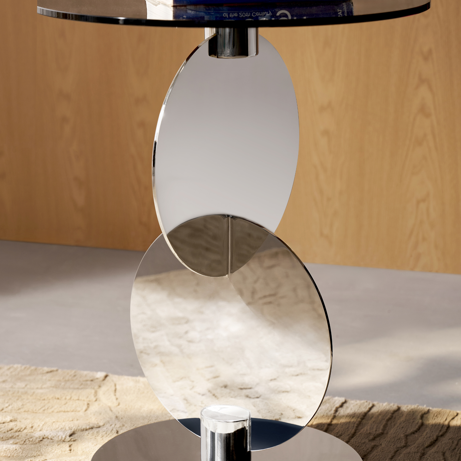 Linspire Halo Glass Side Table with Chrome Base