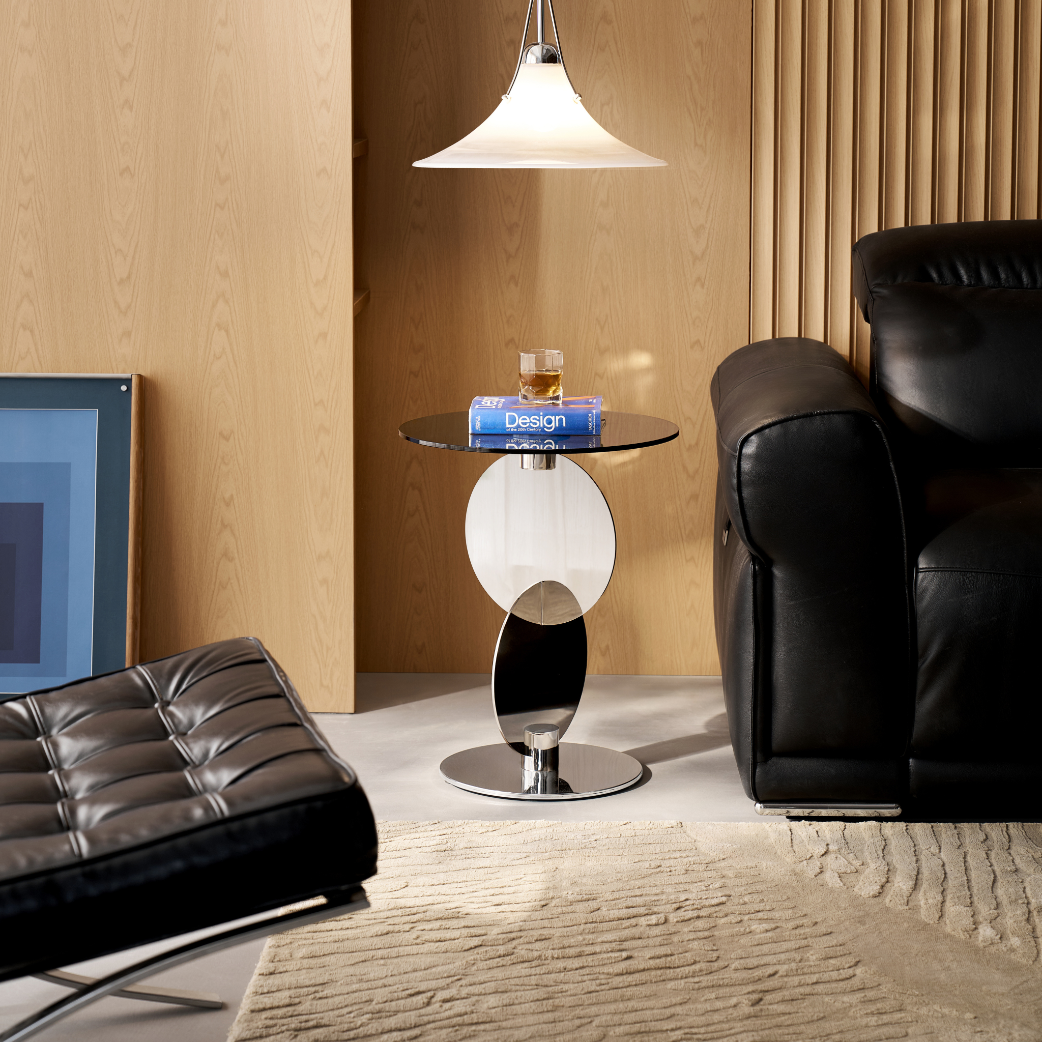 Linspire Halo Glass Side Table with Chrome Base