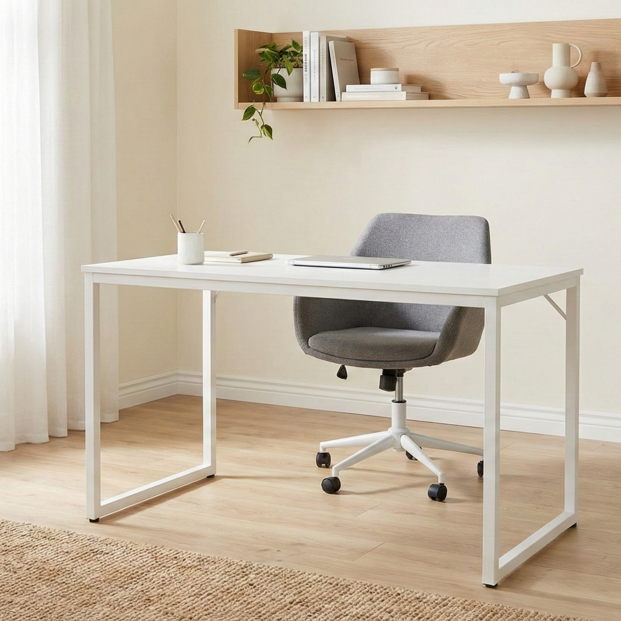 Loft Newton Steel Frame Desk, W120cm, White