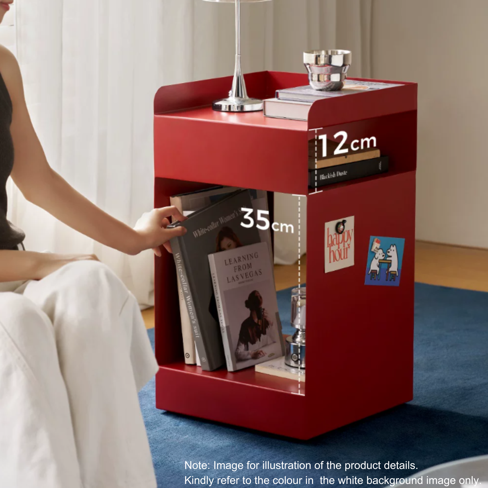 Linspire Block Side Table with Castors, White