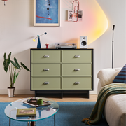 Linspire Duo Chest Of 6 Drawers, Black & Green