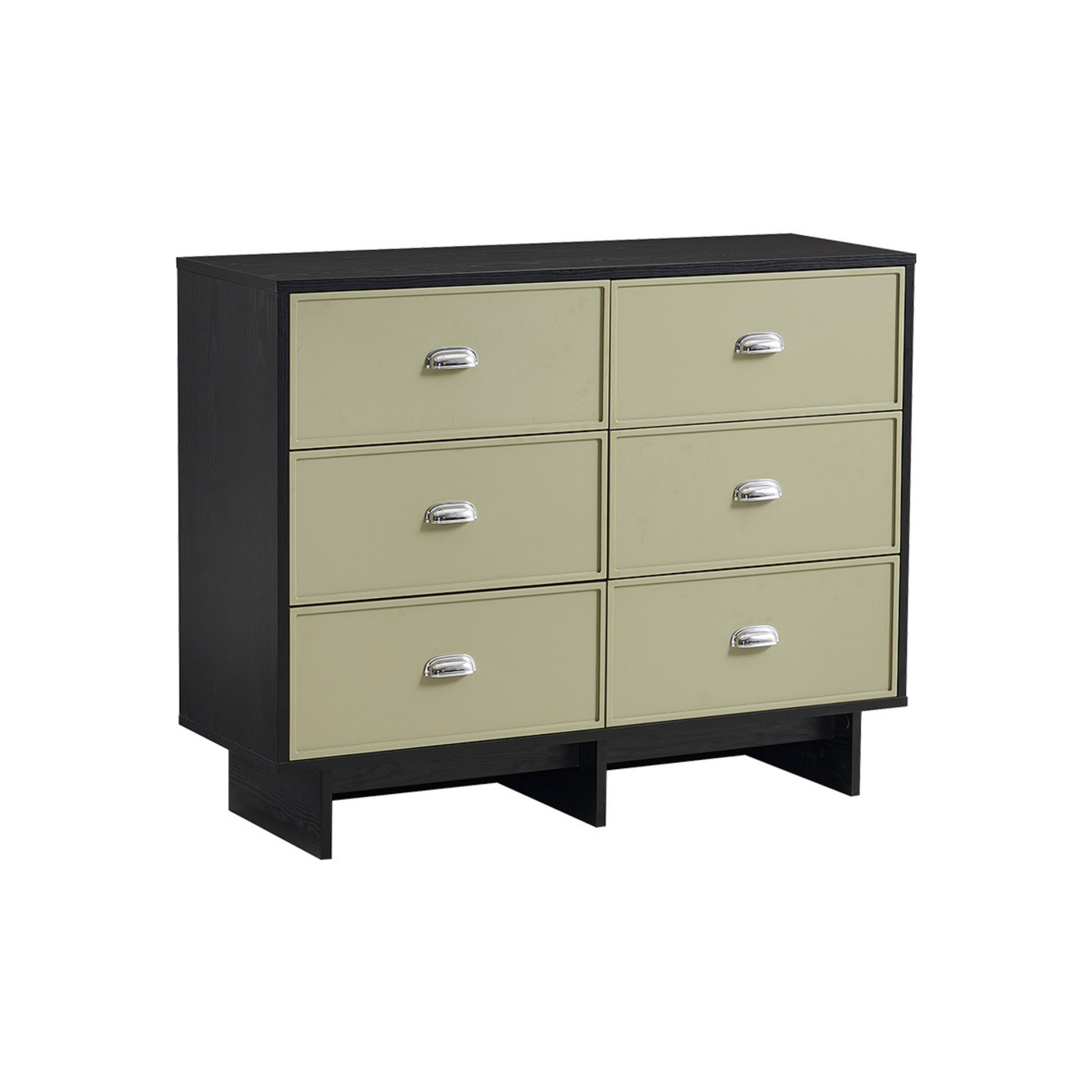 Linspire Duo Chest Of 6 Drawers, Black & Green