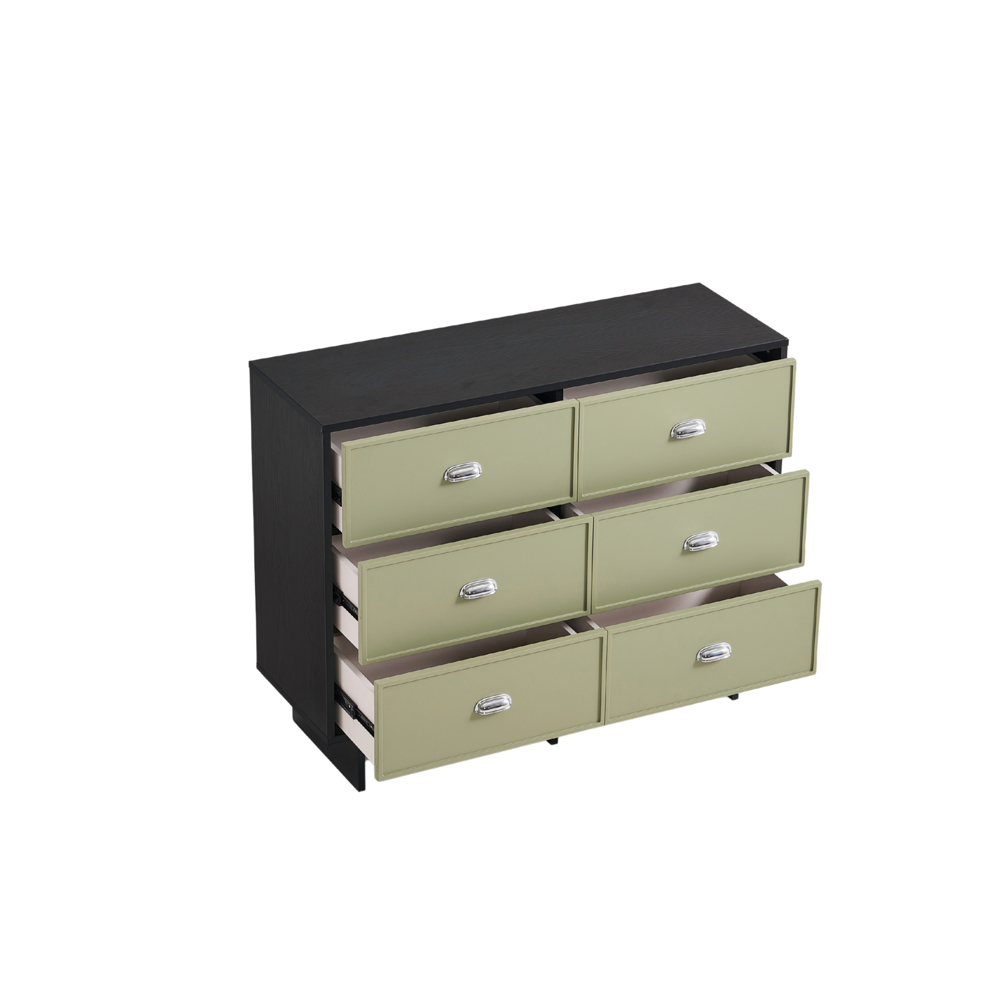 Linspire Duo Chest Of 6 Drawers, Black & Green