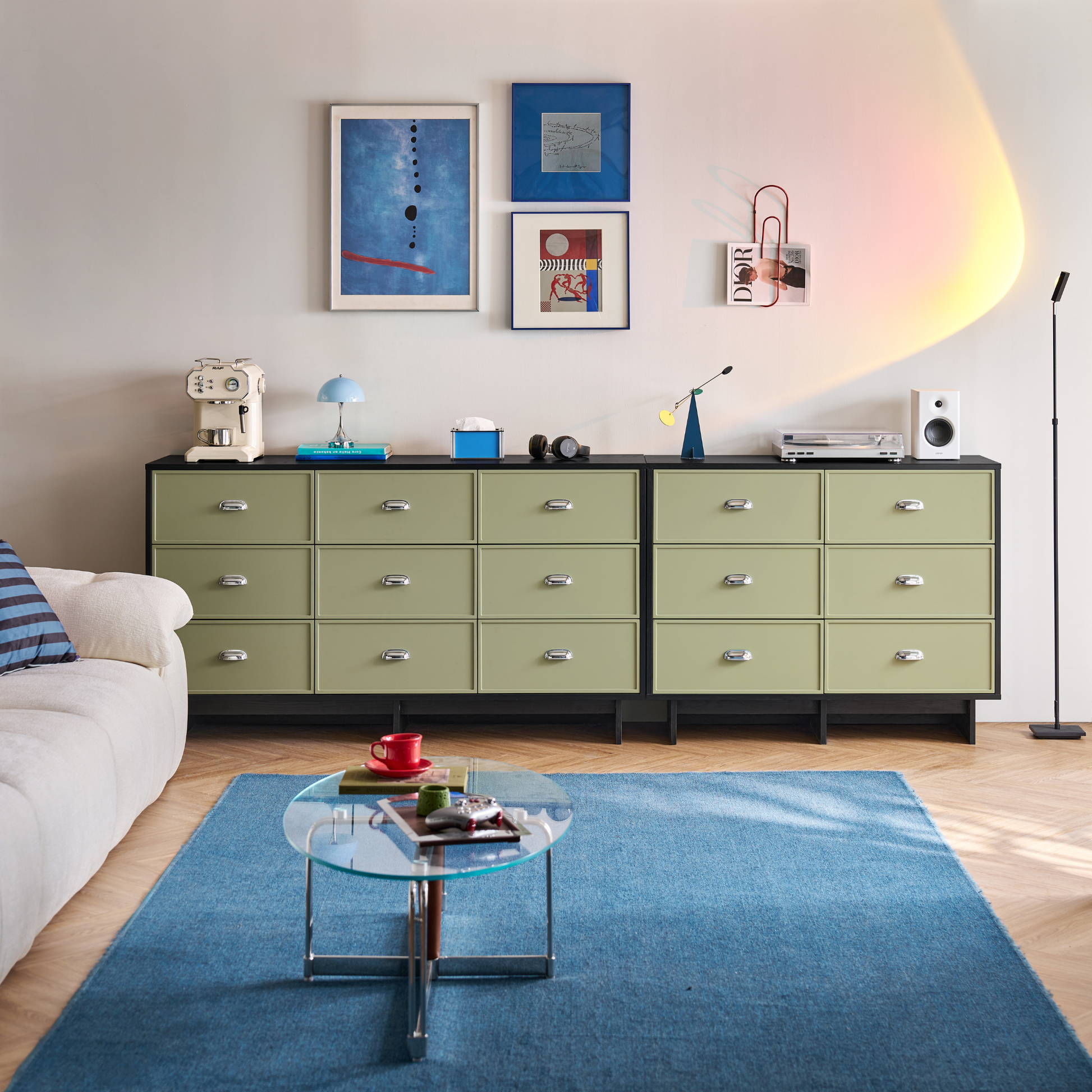 Linspire Duo Chest Of 6 Drawers, Black & Green