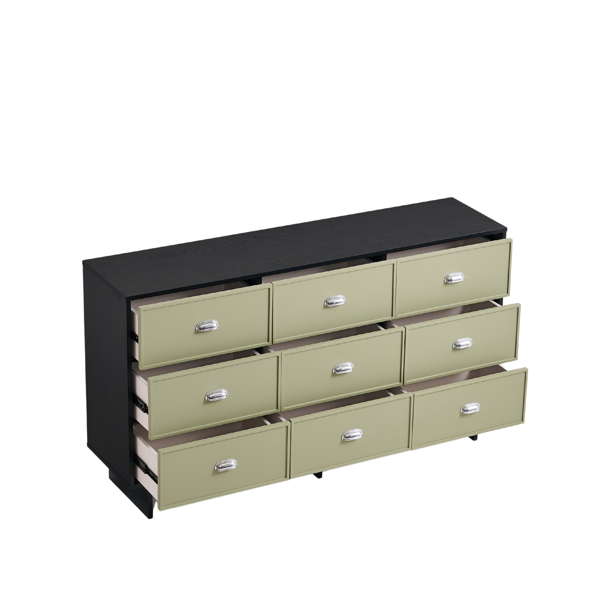 Linspire Duo Chest Of 9 Drawers, Black & Green