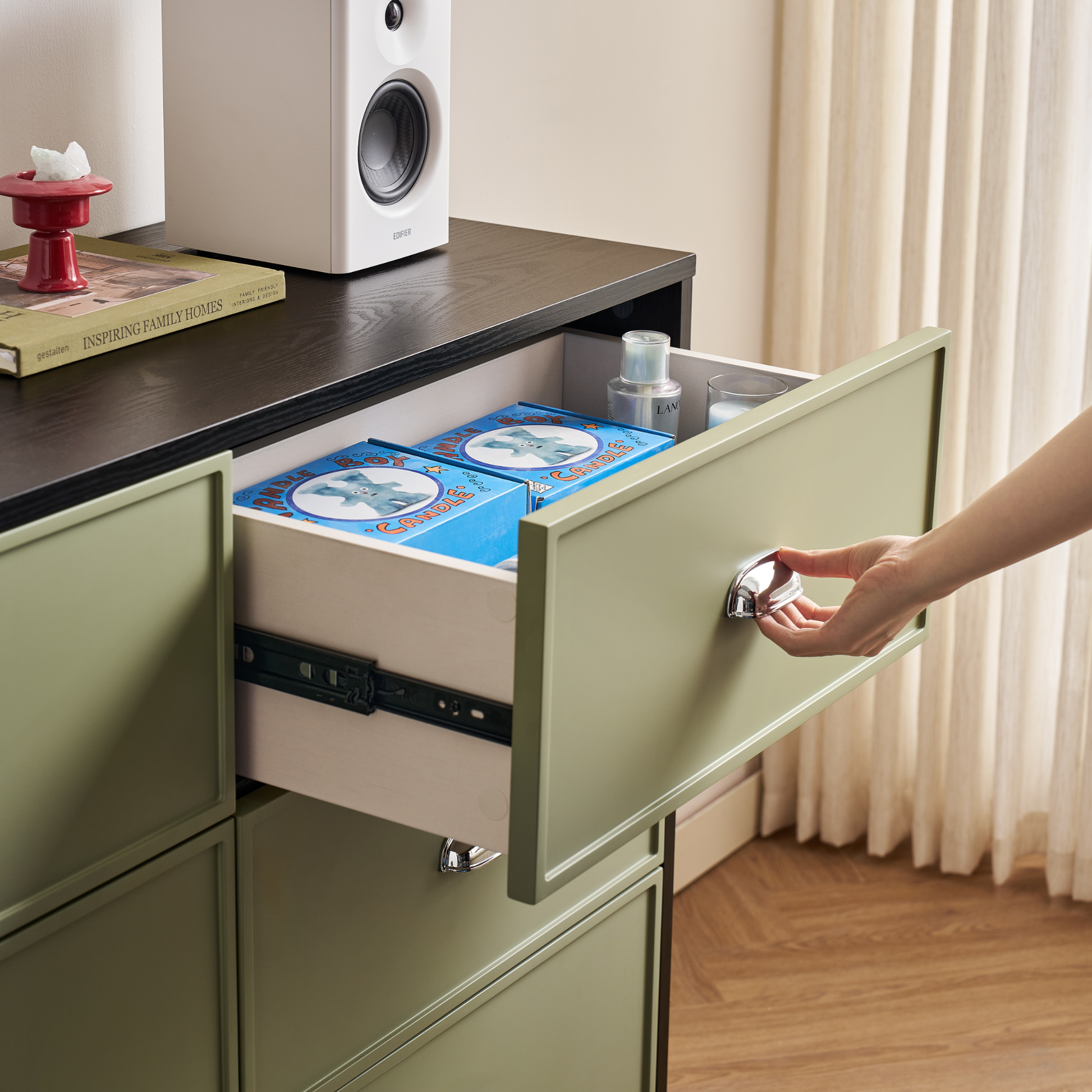 Linspire Duo Chest Of 9 Drawers, Black & Green