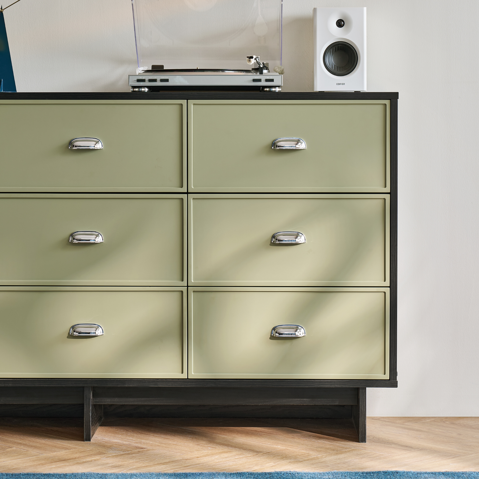 Linspire Duo Chest Of 9 Drawers, Black & Green