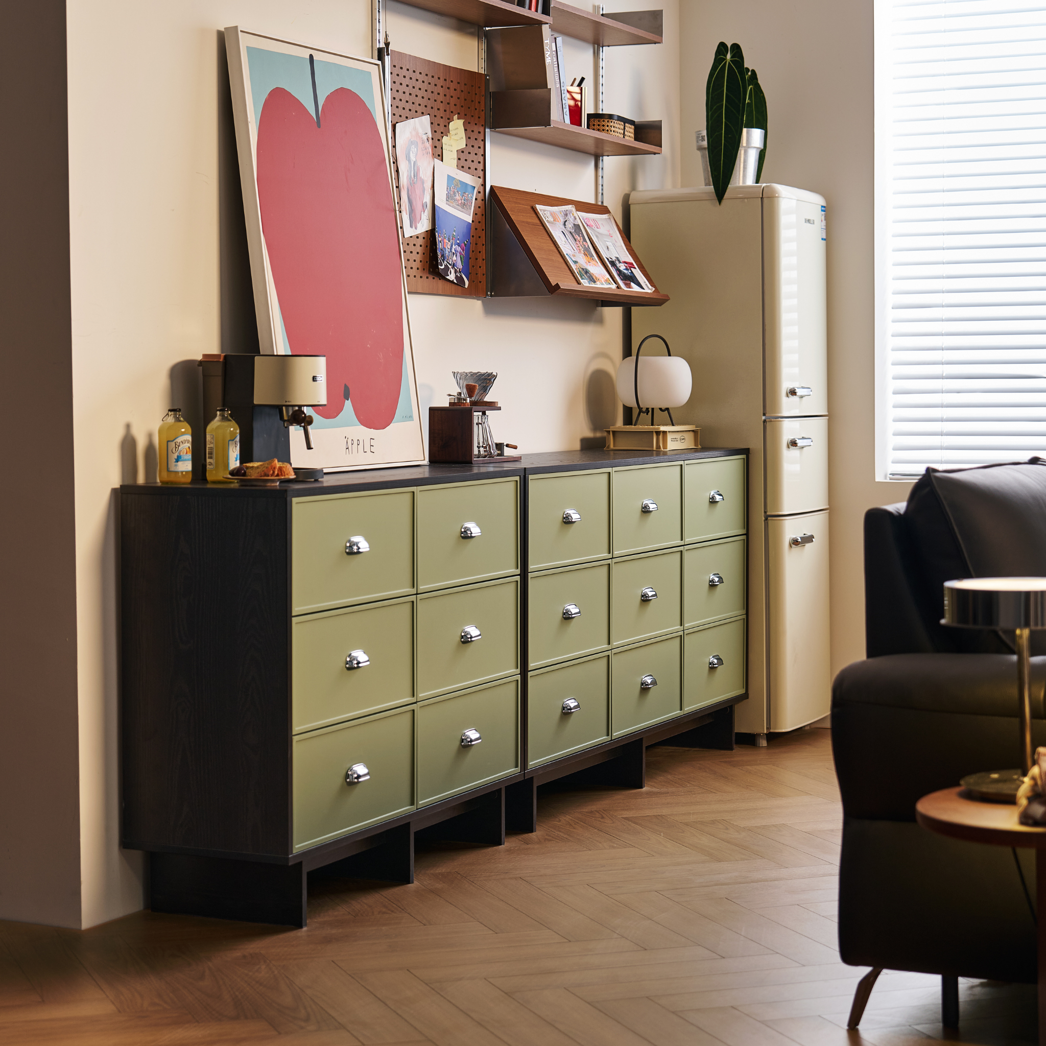 Linspire Duo Chest Of 9 Drawers, Black & Green