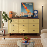 Linspire Duo Chest Of 9 Drawers, Dark Wood & Yellow