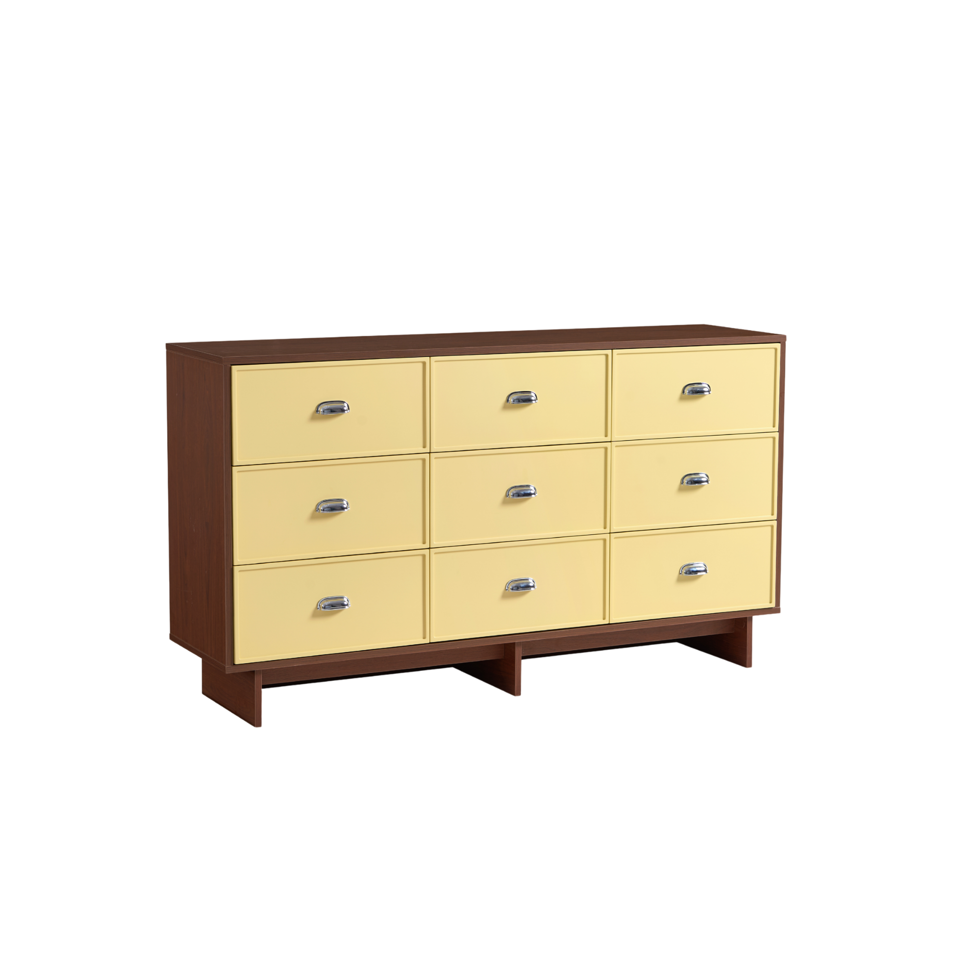 Linspire Duo Chest Of 9 Drawers, Dark Wood & Yellow